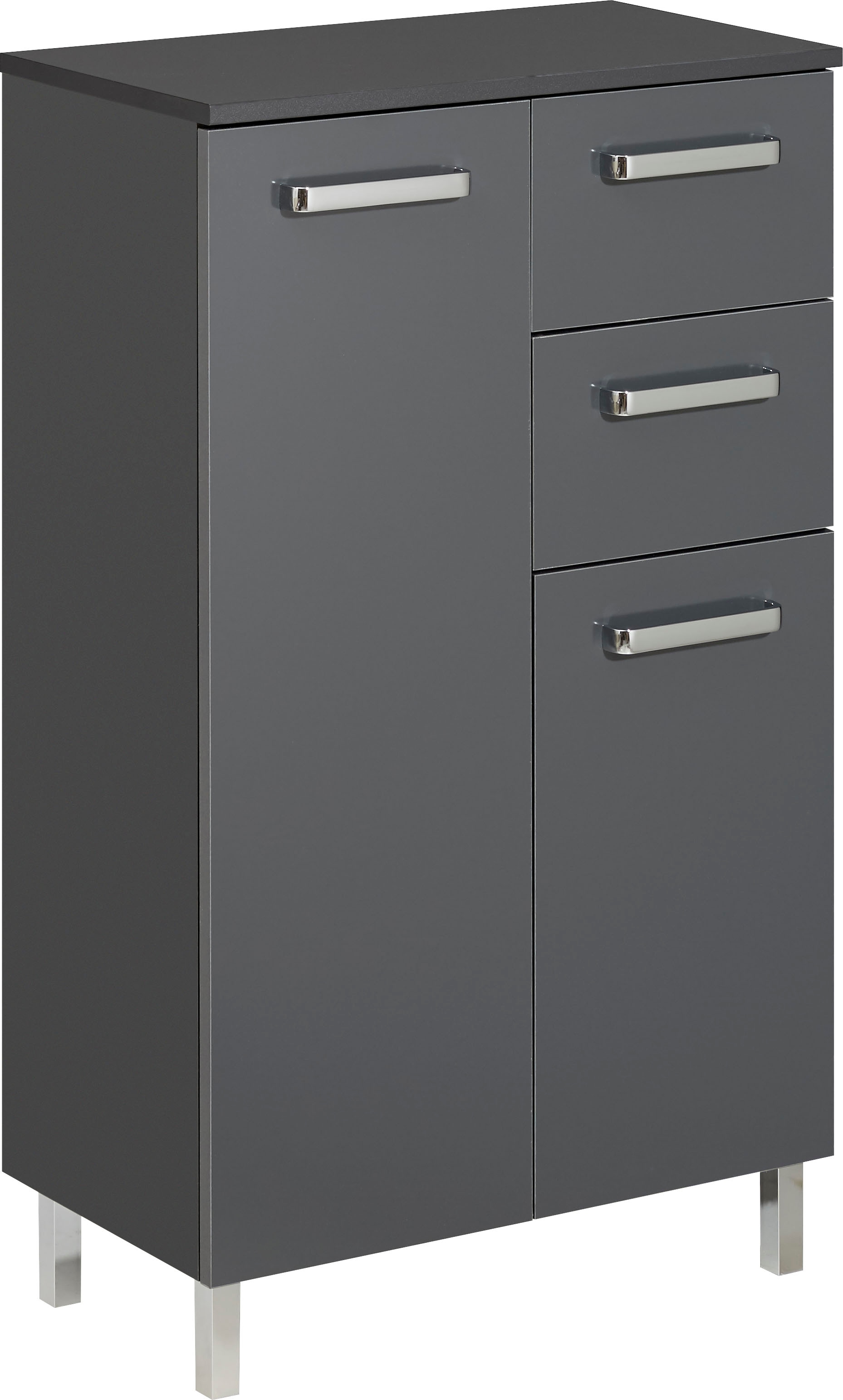 Saphir Unterschrank »Quickset Badschrank mit 2 Türen, 2 Schubladen, 60 cm breit«, Badezimmer-Unterschrank inkl. Türdämpfer, Griffe in Chrom Glanz