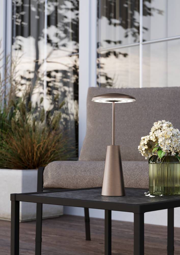 EGLO Tischleuchte »PICCOLA«, 1 flammig, Leuchtmittel LED-Modul | LED fest integriert, dimmbare Nachttischlampe, Metall in Bronze, Lampe für Balkon, IP54