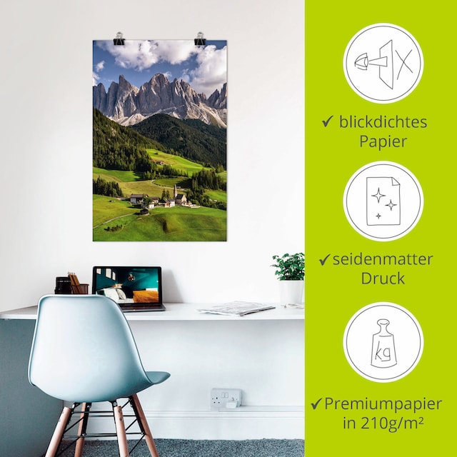 Südtirol in als Poster Wandbild in OTTO Alubild, St.), (1 Artland Dolomiten«, den versch. Wandaufkleber Shop »Sommer Größen in oder Leinwandbild, Alpenbilder, Berge im & Online