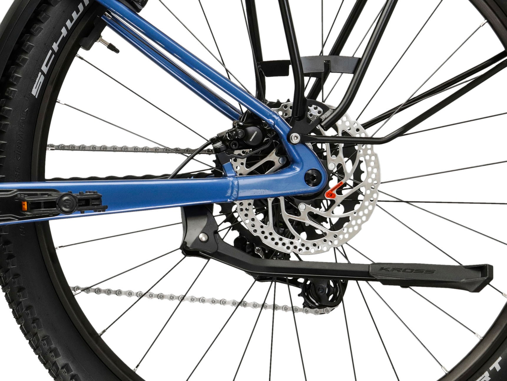Kross »Influx Hybrid SUV 2.0 16,7Ah / 600 Wh 29 Zoll blau 9 Gänge 2026« 9 Gang Shimano CUES U4000 Schaltwerk Kettenschaltung Mittelmotor 250 W