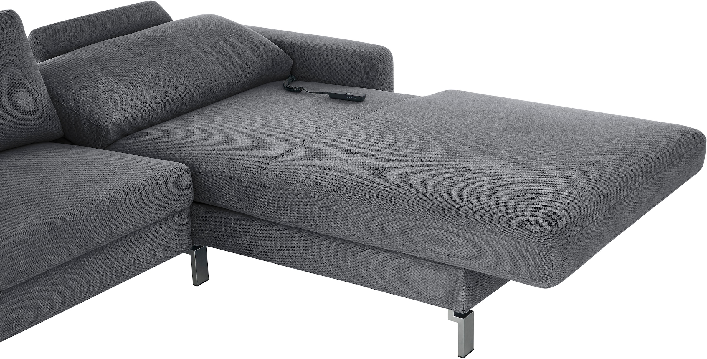 3C Candy Ecksofa »Lecce, wahlweise PUR-Schaumstoff oder Tonnentaschenfederkern«, Bett im 2,5-Sitzer, teilmotorische Schlaffunktion im Longchair, L-Form