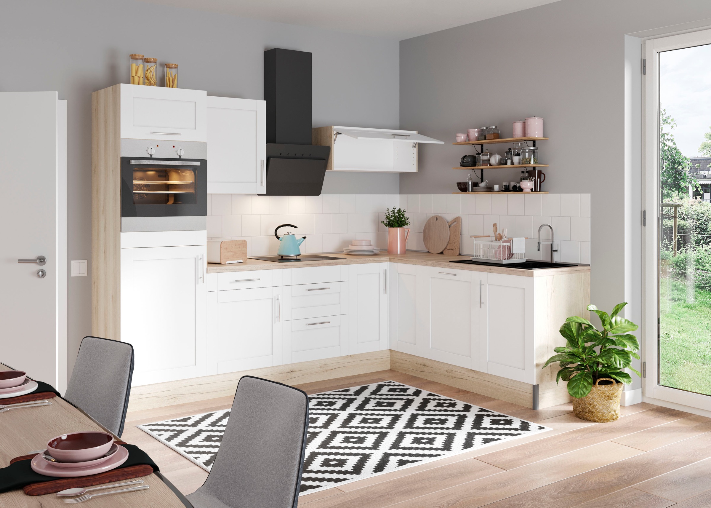 KOCHSTATION Küche »KS-Ahus« 200 x 270 cm breit, wahlweise mit E-Geräten, Soft Close Funktion