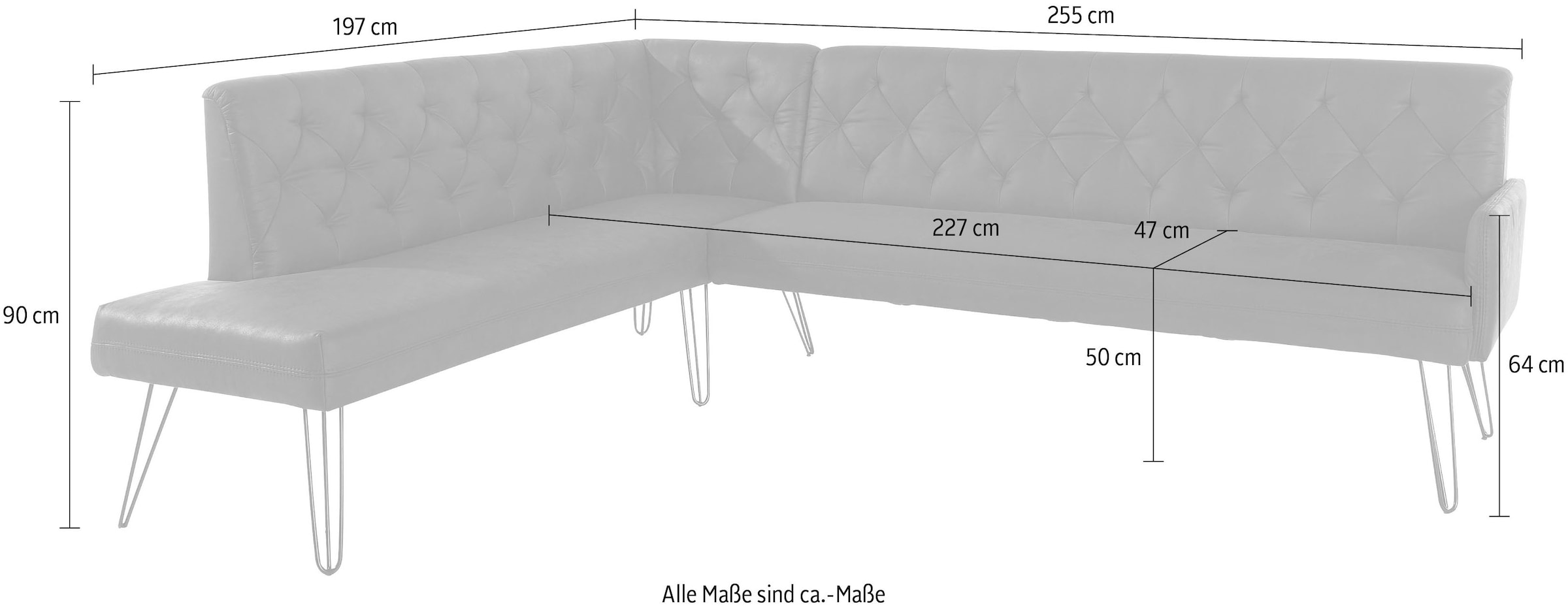exxpo - sofa fashion Eckbank »Doppio, Chesterfield Optik, komfortabel und bequem, hohe Designfüße« Frei im Raum stellbar
