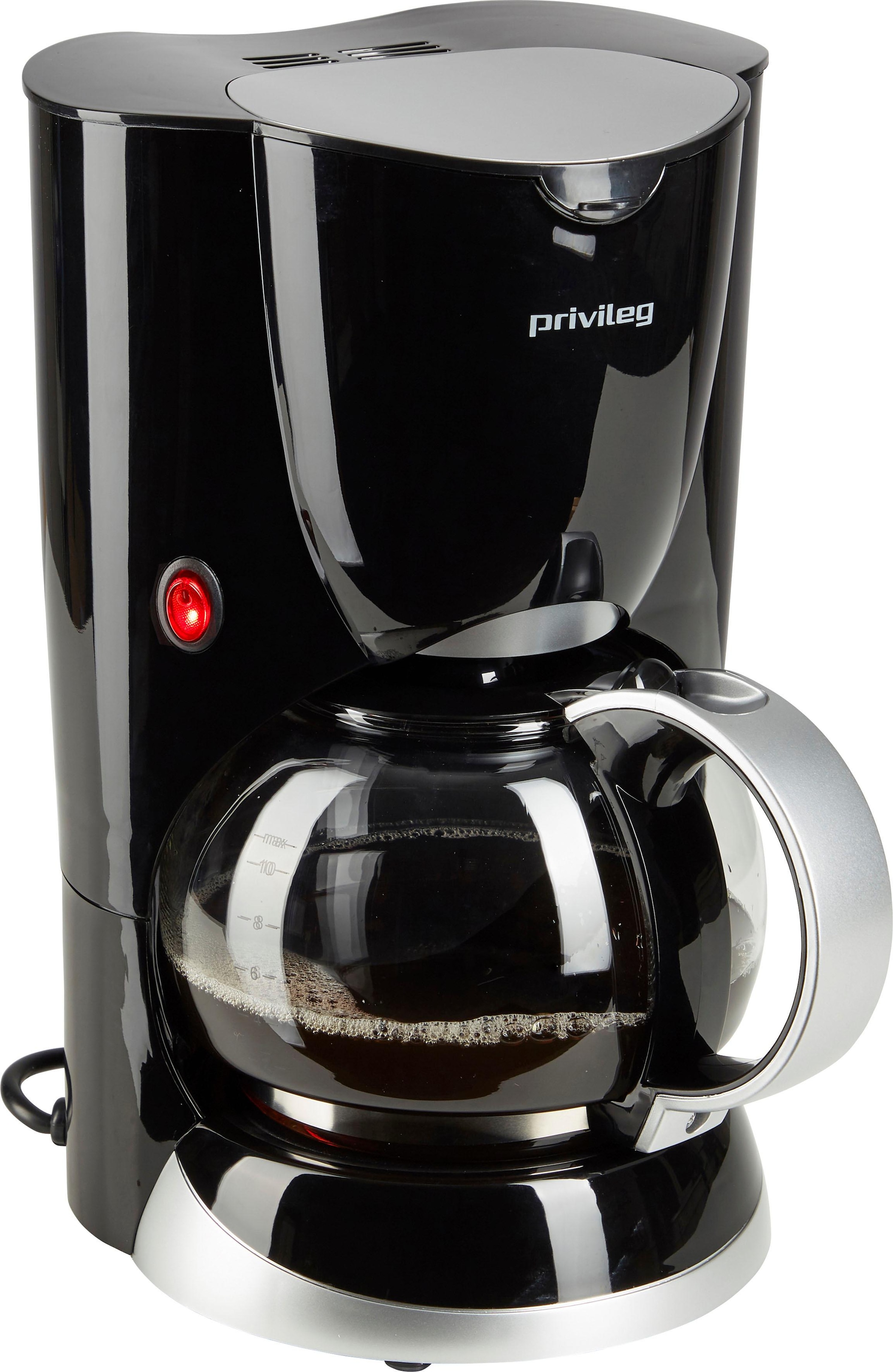 Privileg Filterkaffeemaschine »Max. 1080 Watt«, 1,37 l Kaffeekanne, Papierfilter, 1x4, schwarz