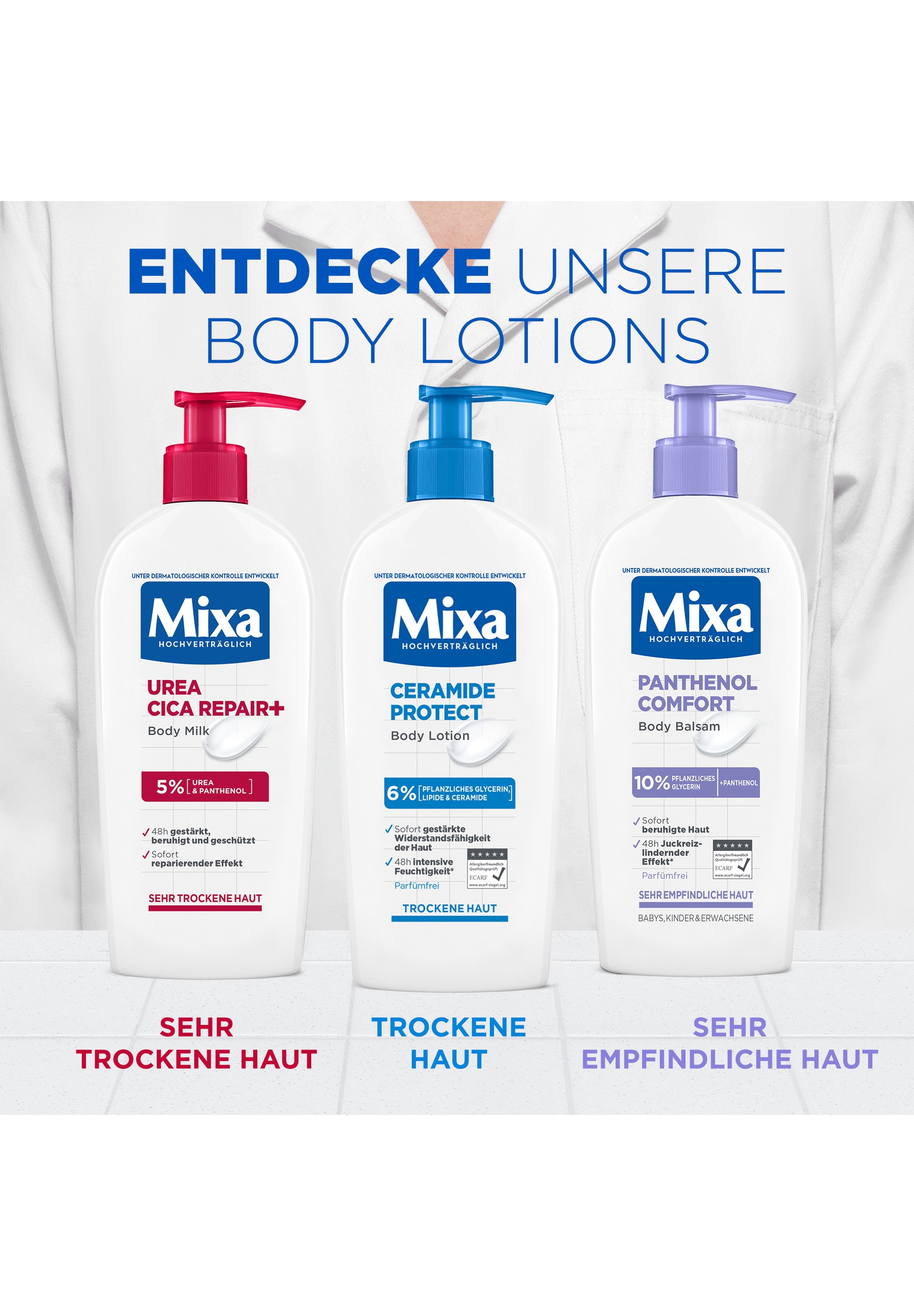 Mixa Körperbalsam »MIXA PANTHENOL COMFORT BODY BALSAM« wirkt Spannungsgefühlen entgegen, beruhigende Wirkung