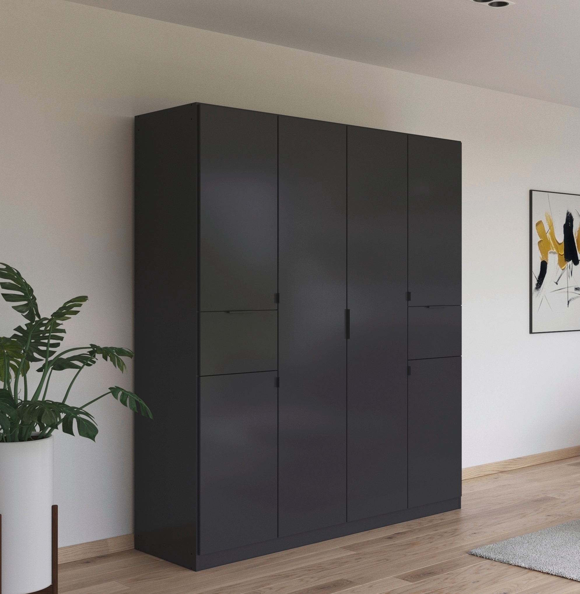 rauch Drehtürenschrank »Kleiderschrank Schrank Garderobe Wäscheschrank TICAO«, (Schubladen in der Höhe variabel positionierbar), mit 2 geräumigen Schubladen, viel Stauraum MADE IN GERMANY