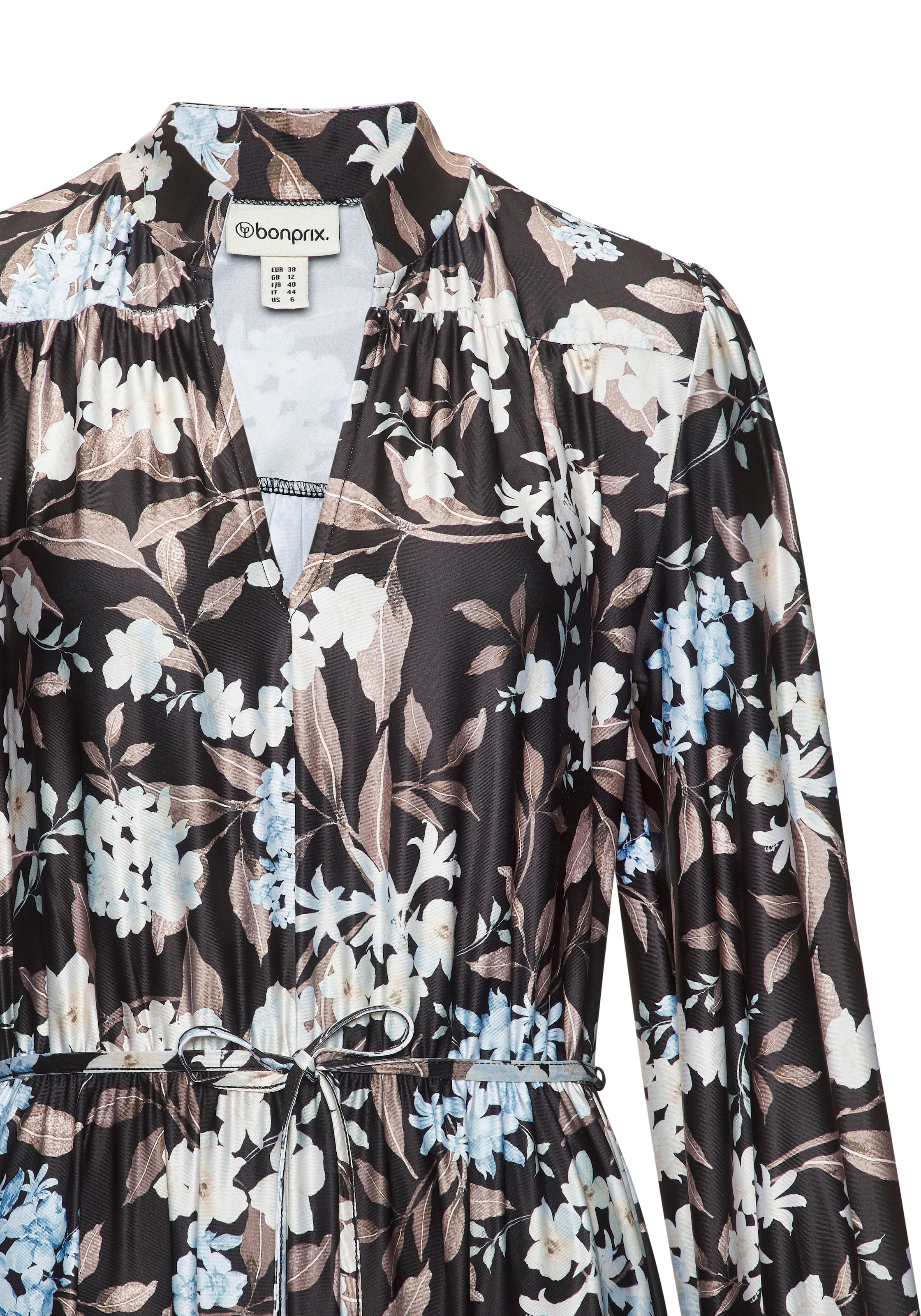 LASCANA Midikleid mit Bindegürtel,  Ohne Taschen aus bügelfreier Qualität mit Blumendruck