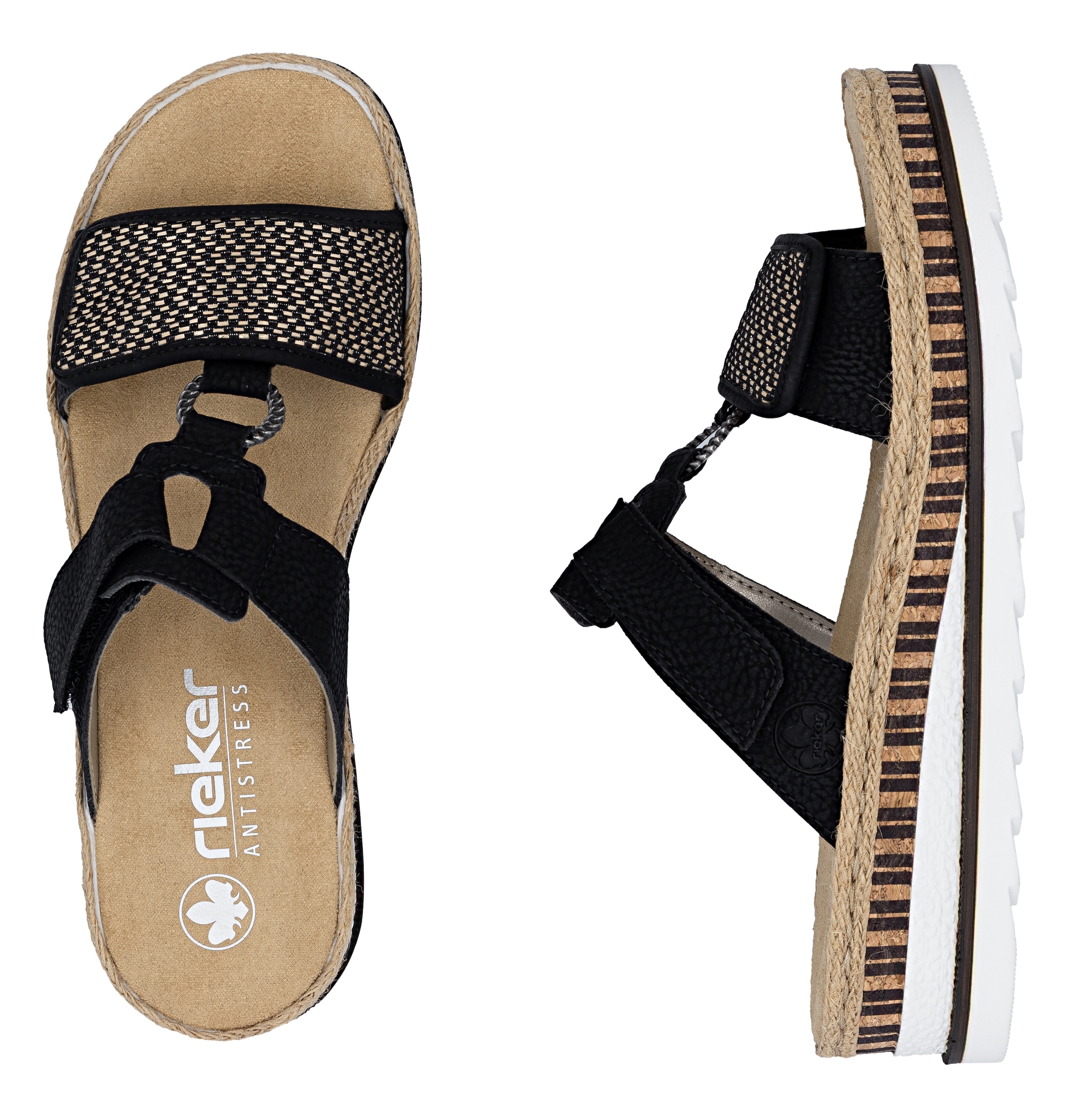 Rieker Pantolette  , Keilabsatz, Sommerschuh, Schlappen mit weicher Innensohle