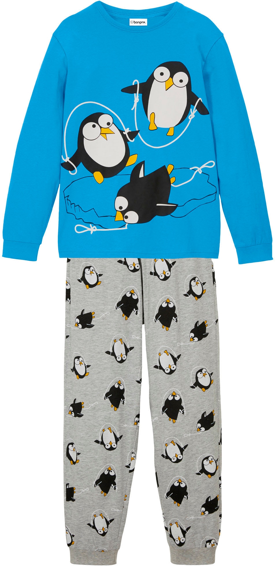 bonprix Pyjama »Pyjama mit weicher Baumwolle (2-tlg.Set)« Set, 2, 2 tlg. zweiteiliges Set, weiche Bündchen an Ärmeln und Halsausschnitt