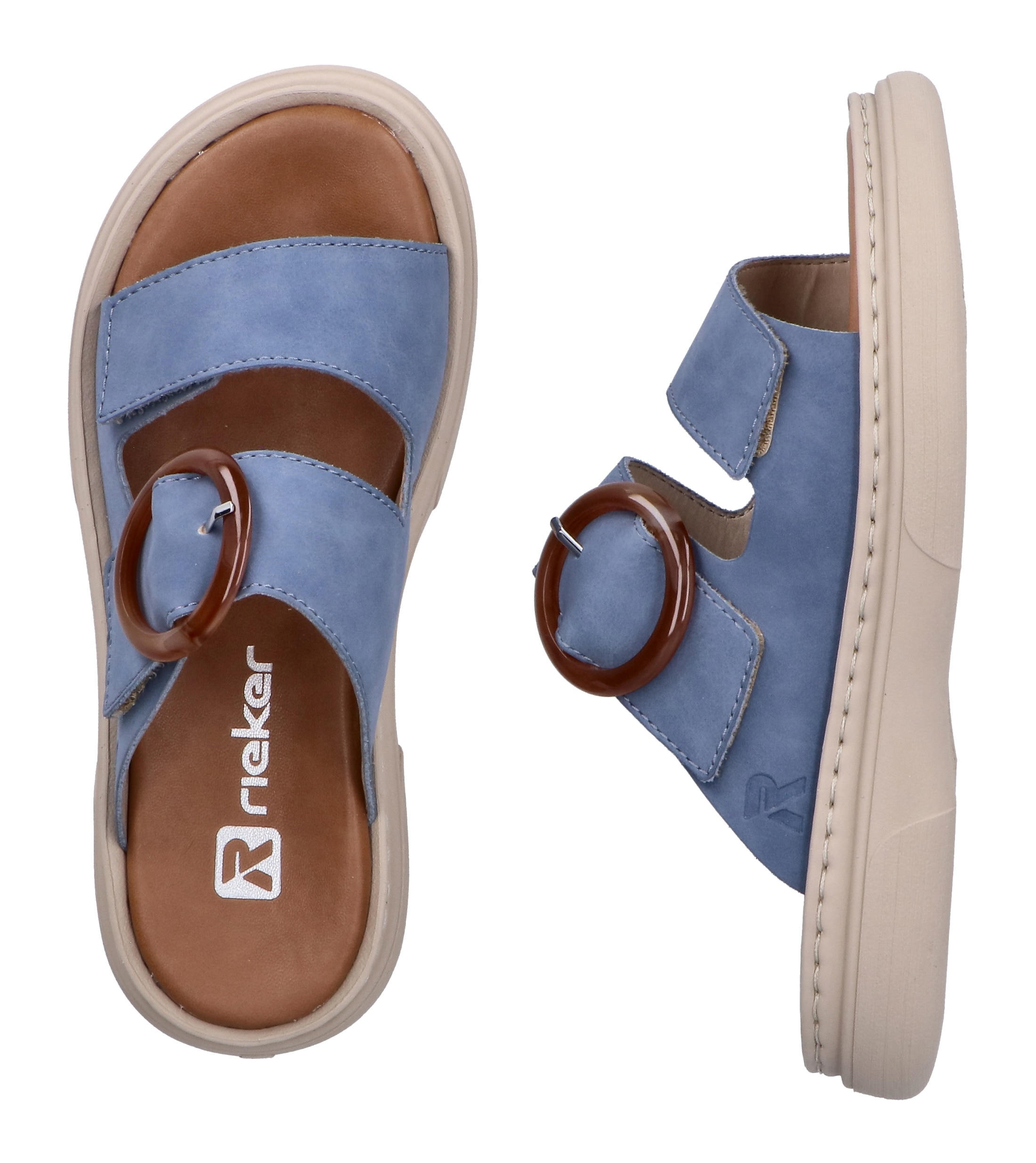 Rieker Pantolette  Sommerschuh, Hausschuh, Strandschuh mit Klettriemchen