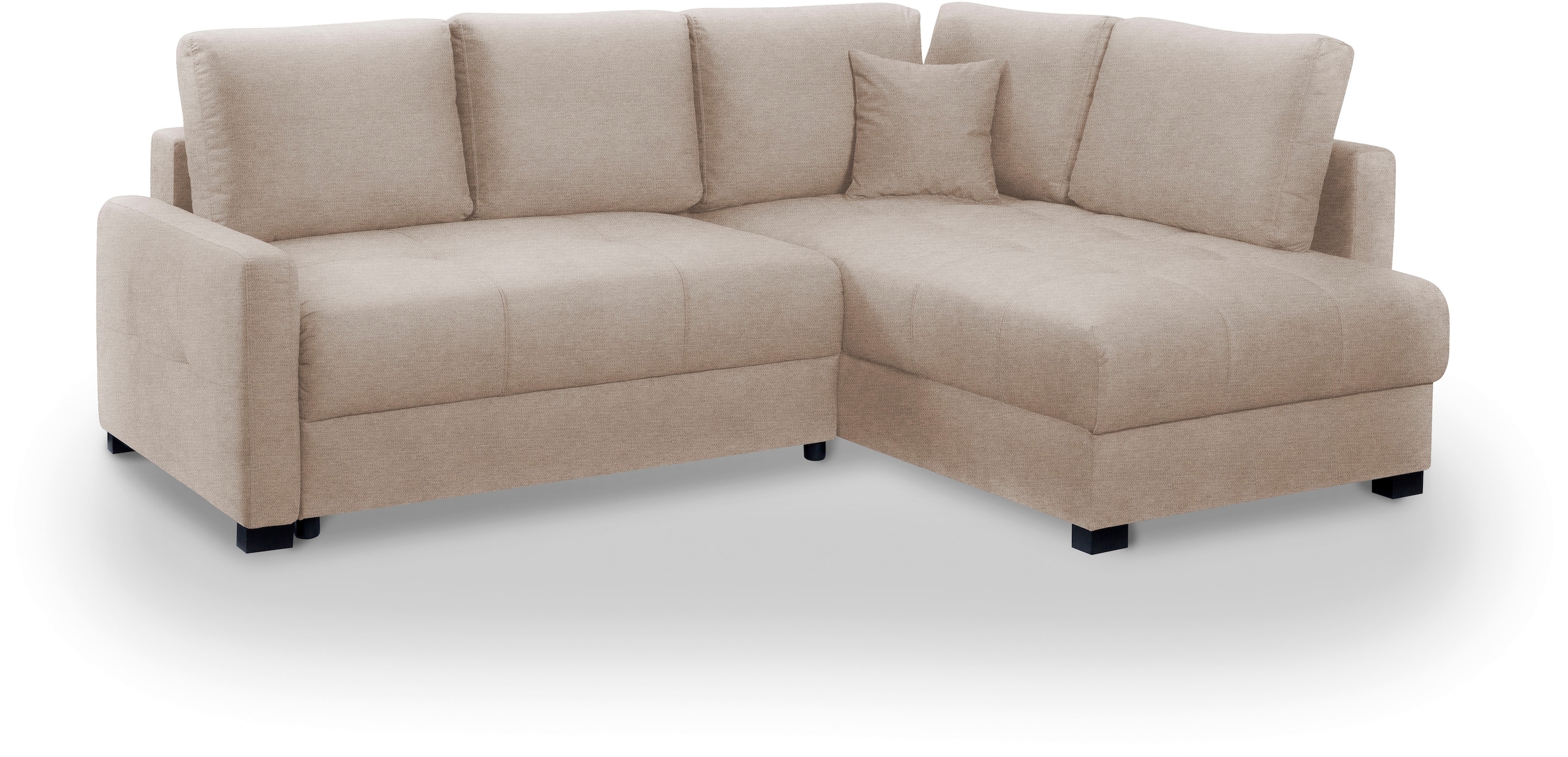exxpo - sofa fashion Ecksofa »Chester, Boxspring Federkern-Polsterung für bequemeren Sitzkomfort«, L-Form, schmale Armlehnen, Bettfunktion u. Bettkasten