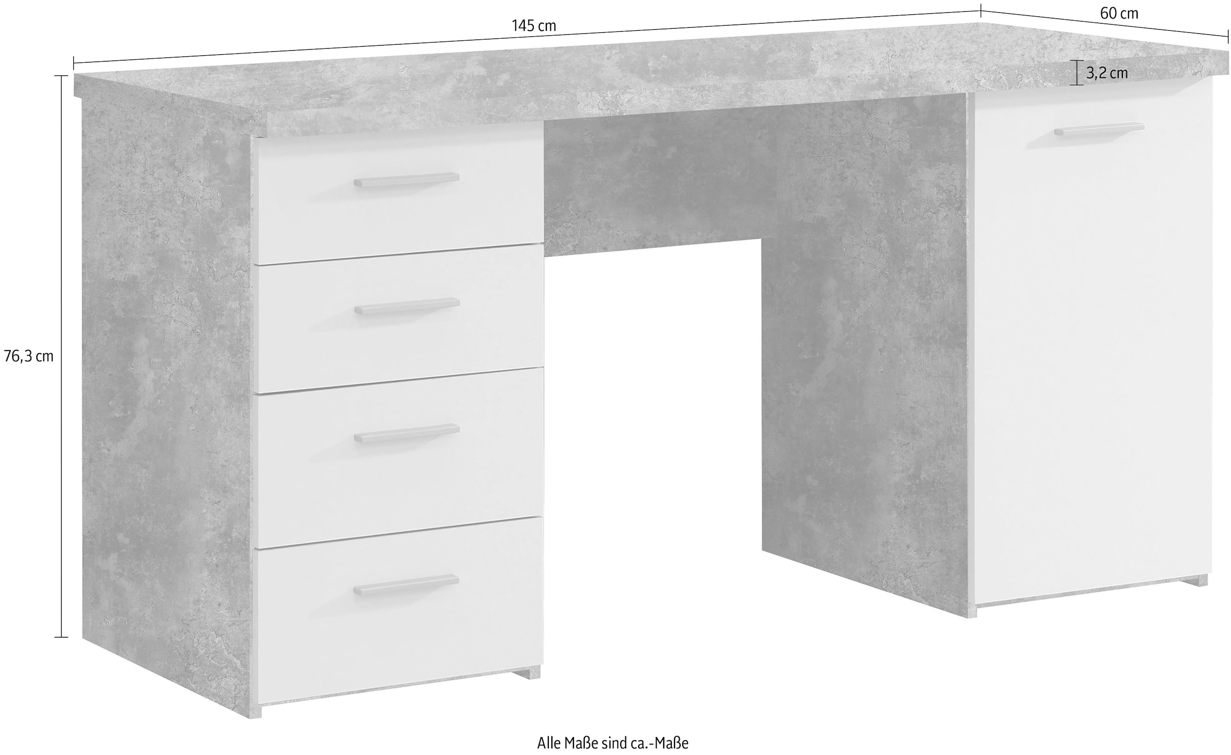 FORTE Schreibtisch »Netta«, Breite 145 cm, mit Schubladen