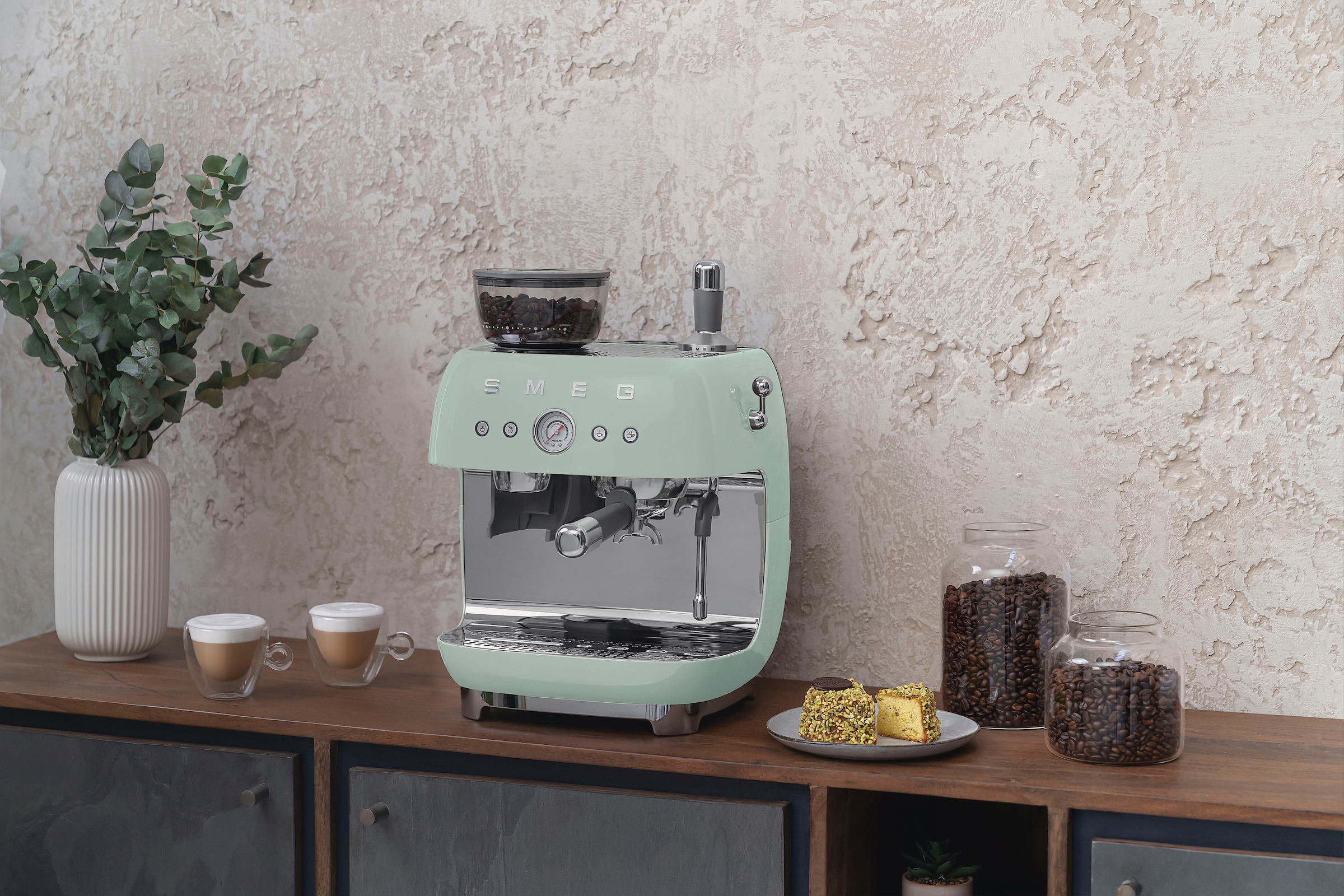 Smeg Espressomaschine »EGF03PGEU«, mit integrierter Kaffeemühle