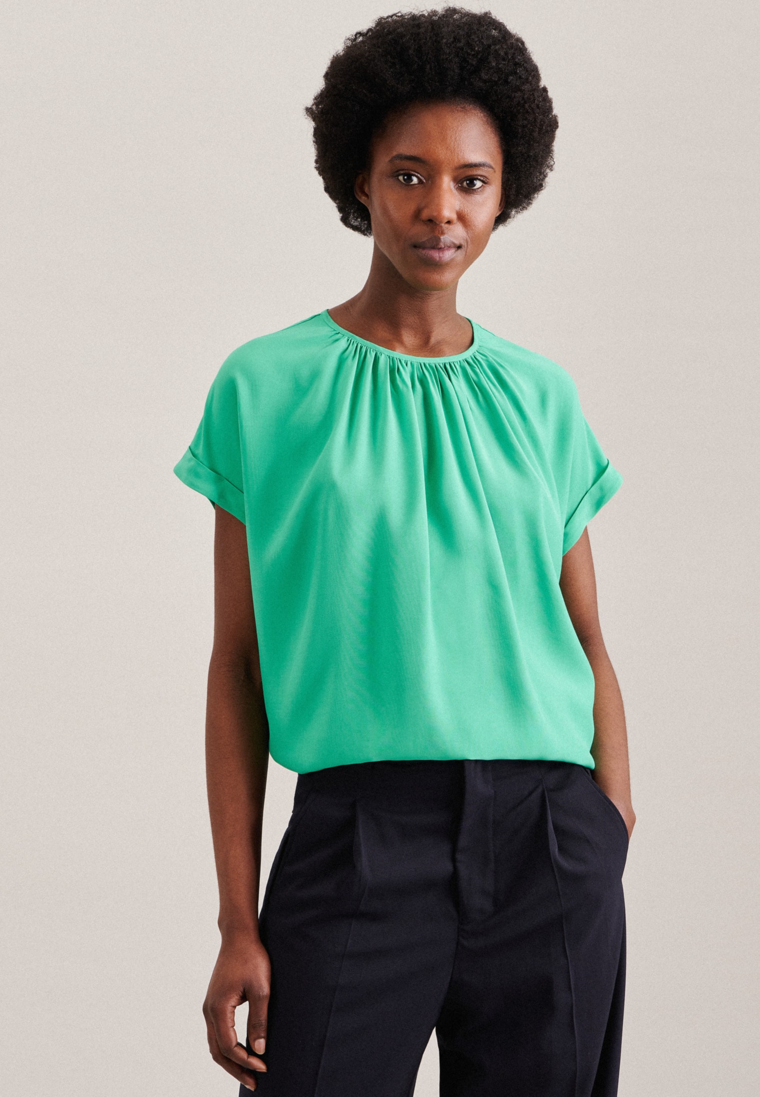 seidensticker Shirtbluse »Schwarze Rose«, Kurzarm Rundhals Uni kaufen im  OTTO Online Shop
