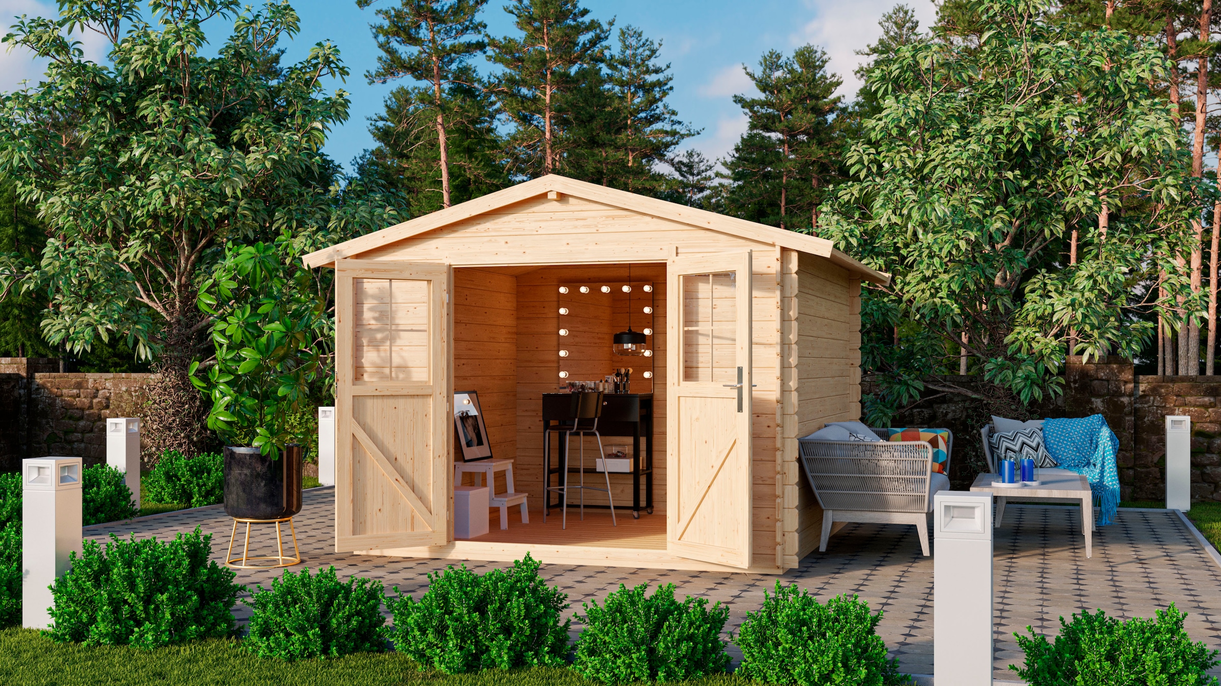 Karibu Gartenhaus »"Südberg 6" naturbelassen«, aus hochwertiger nordischer Fichte