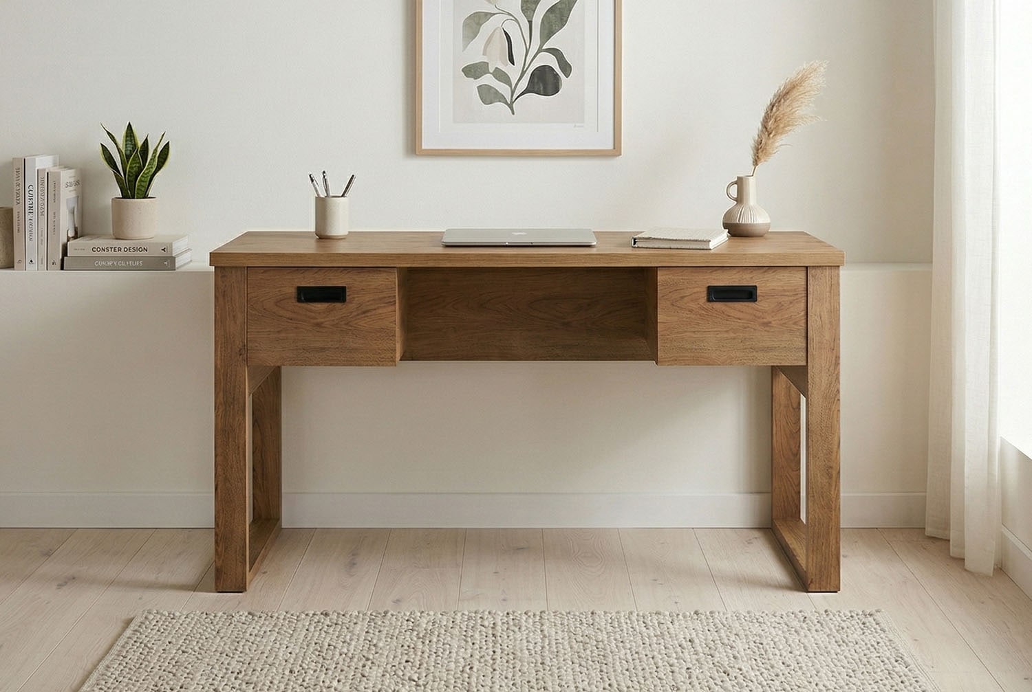 Jahnke Schreibtisch »RIVA D 140« Schreibtisch,Stauraum,2 Türen, Metallgriffe,Eiche-Optik,Breite:140 cm