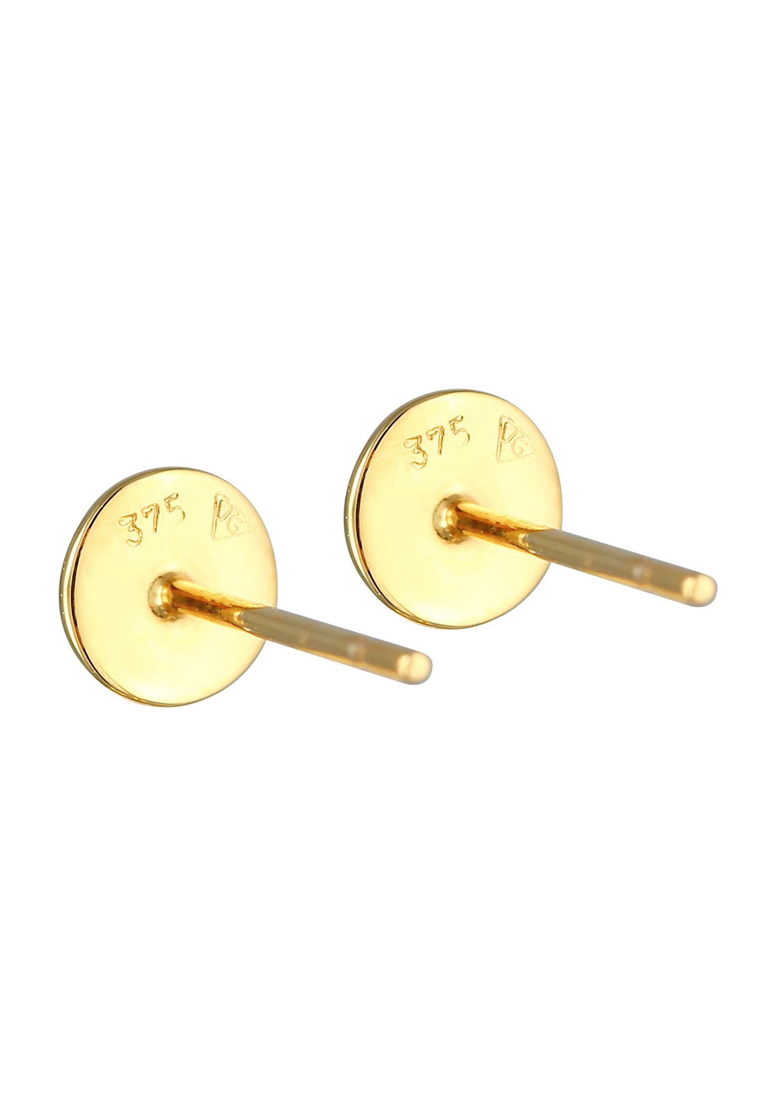Elli Premium Paar Ohrstecker »Ohrringe Plättchen Rund Gehämmert Geo Organic 375 Gelbgold«