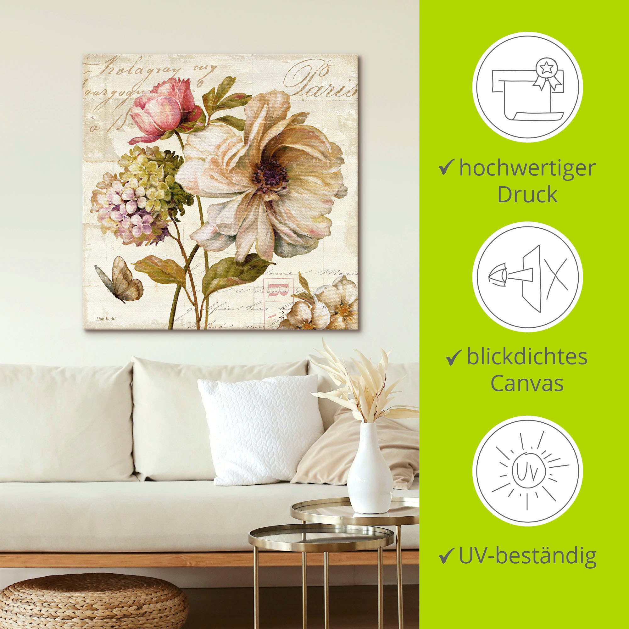 Artland Leinwandbild »Blumen II« Blumen 1 Stk. tlg. auf Holzrahmen gespannt