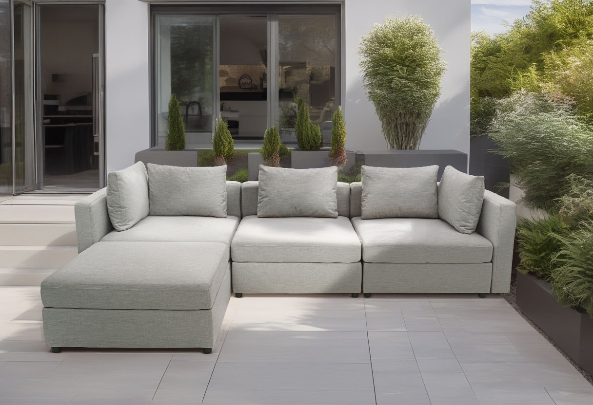 DOMO collection Sofa-Eckelement »Solskin, individuell erweiterbar/kombinierbar« mit losen Kissen. Rücken- und Seitenteile als Stecksystem.