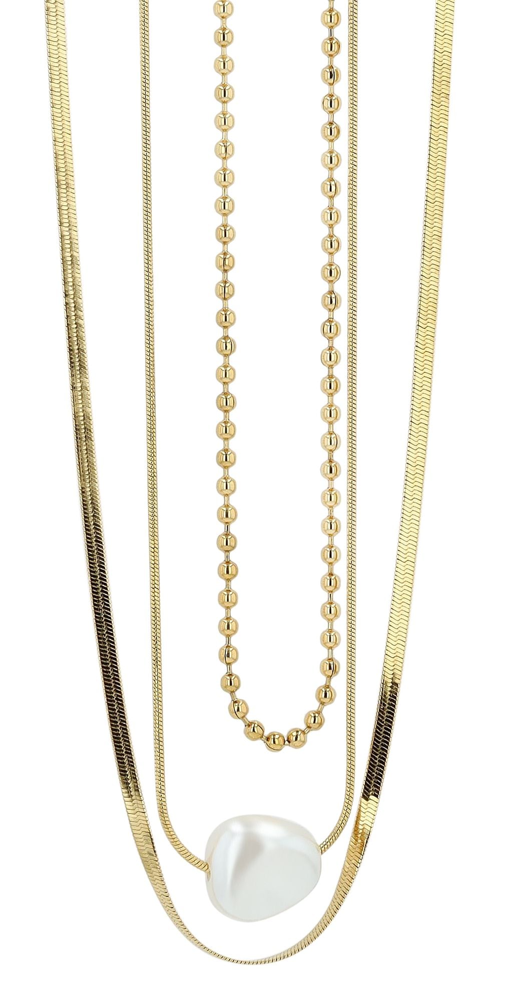 Adelia´s Schlangenkette »Damen Halskette ¿ Schlangenkette aus Edelstahl mit Perle 45+5«