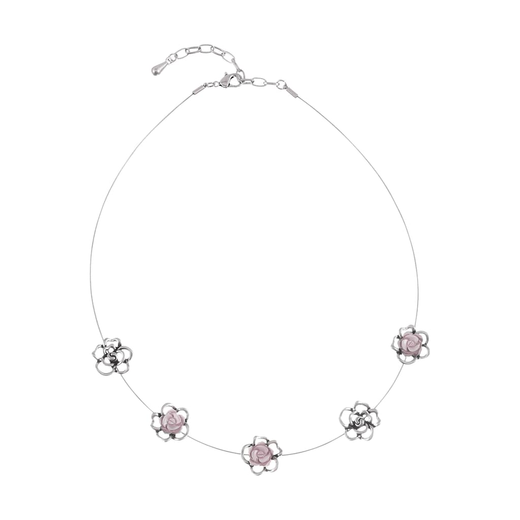 Collier, mit Rosenblüten