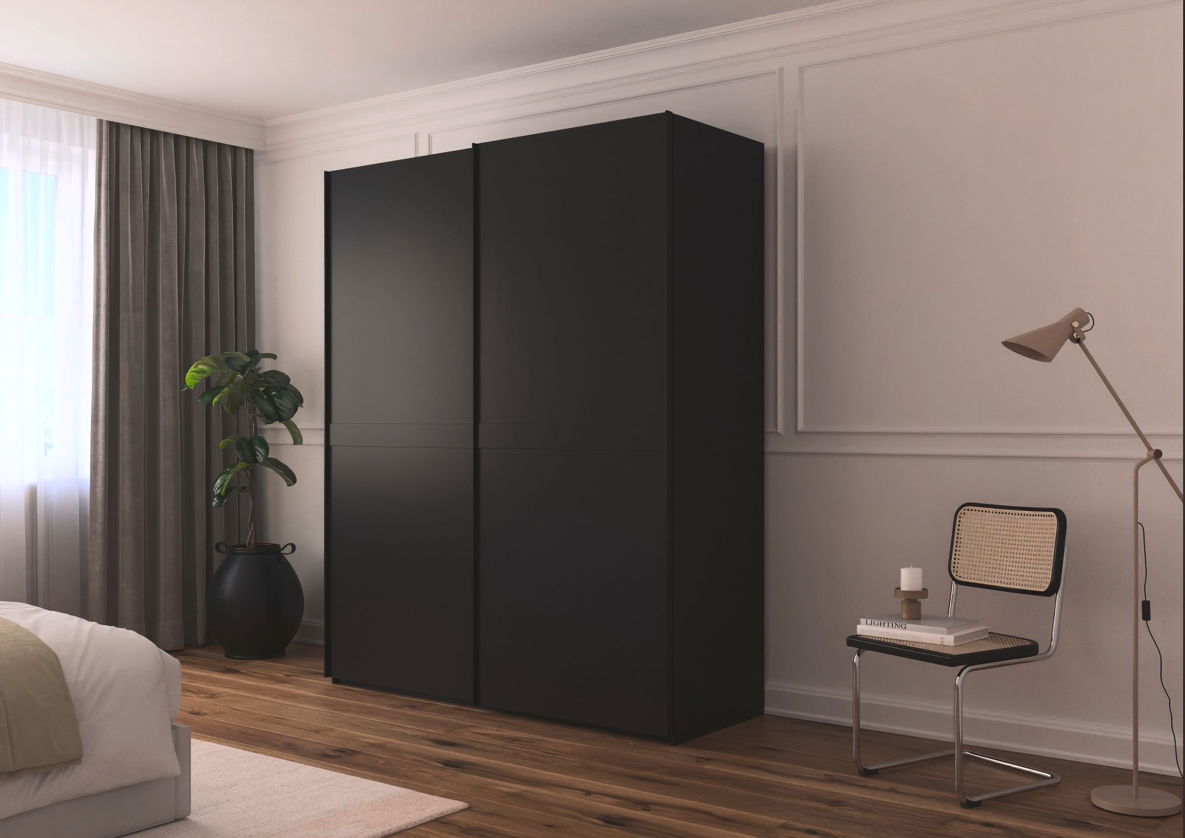 rauch Schwebetürenschrank »Kleiderschrank Schrank Garderobe Schlafzimmerschrank SCALE-LINE«, edle Optik mit Bauchbinde in Korpusfarbe Dekorfront MADE IN GERMANY