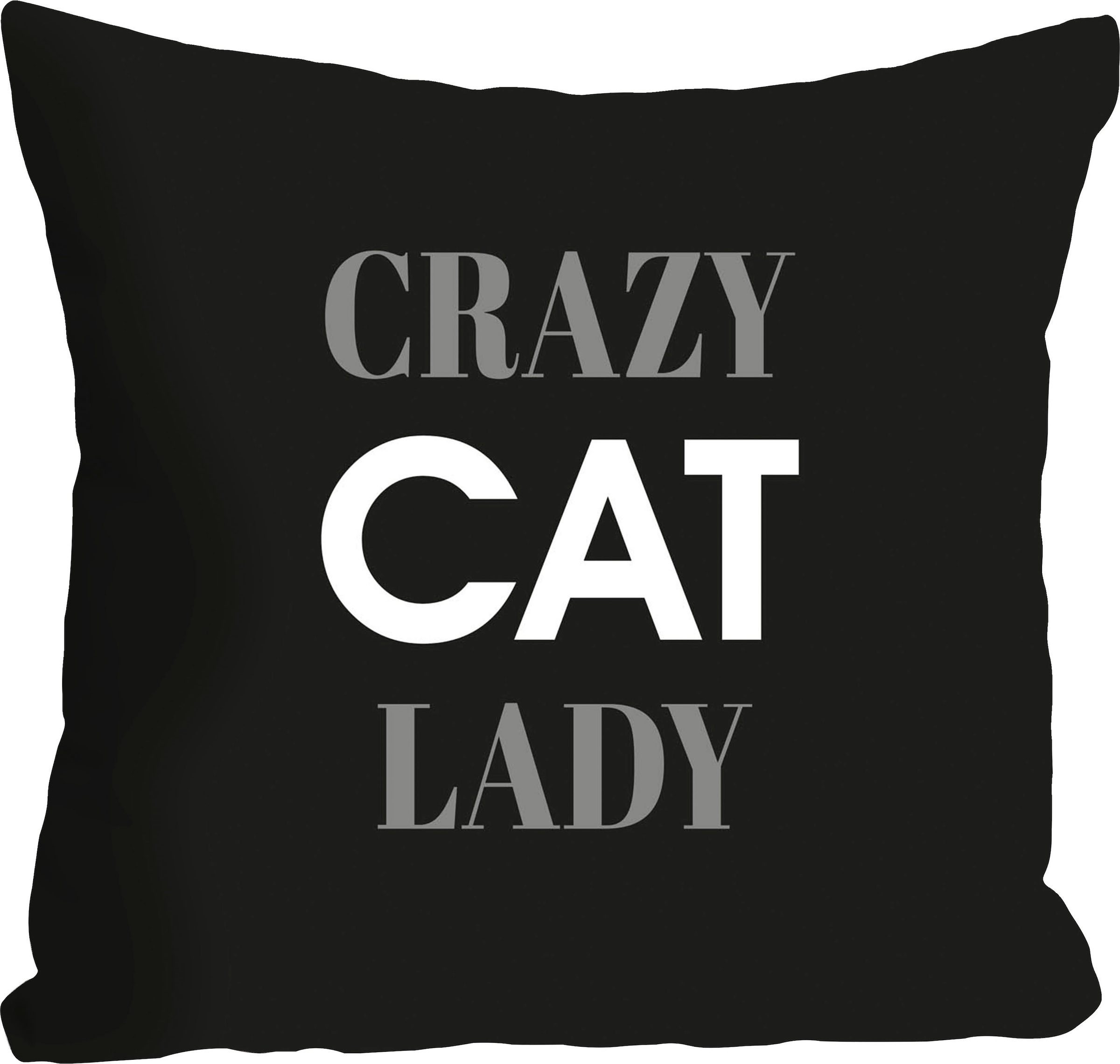 queence Dekokissen »Crazy Cat Lady«, mit Schriftzug, Kissenhülle ohne Füllung, 1 Stück