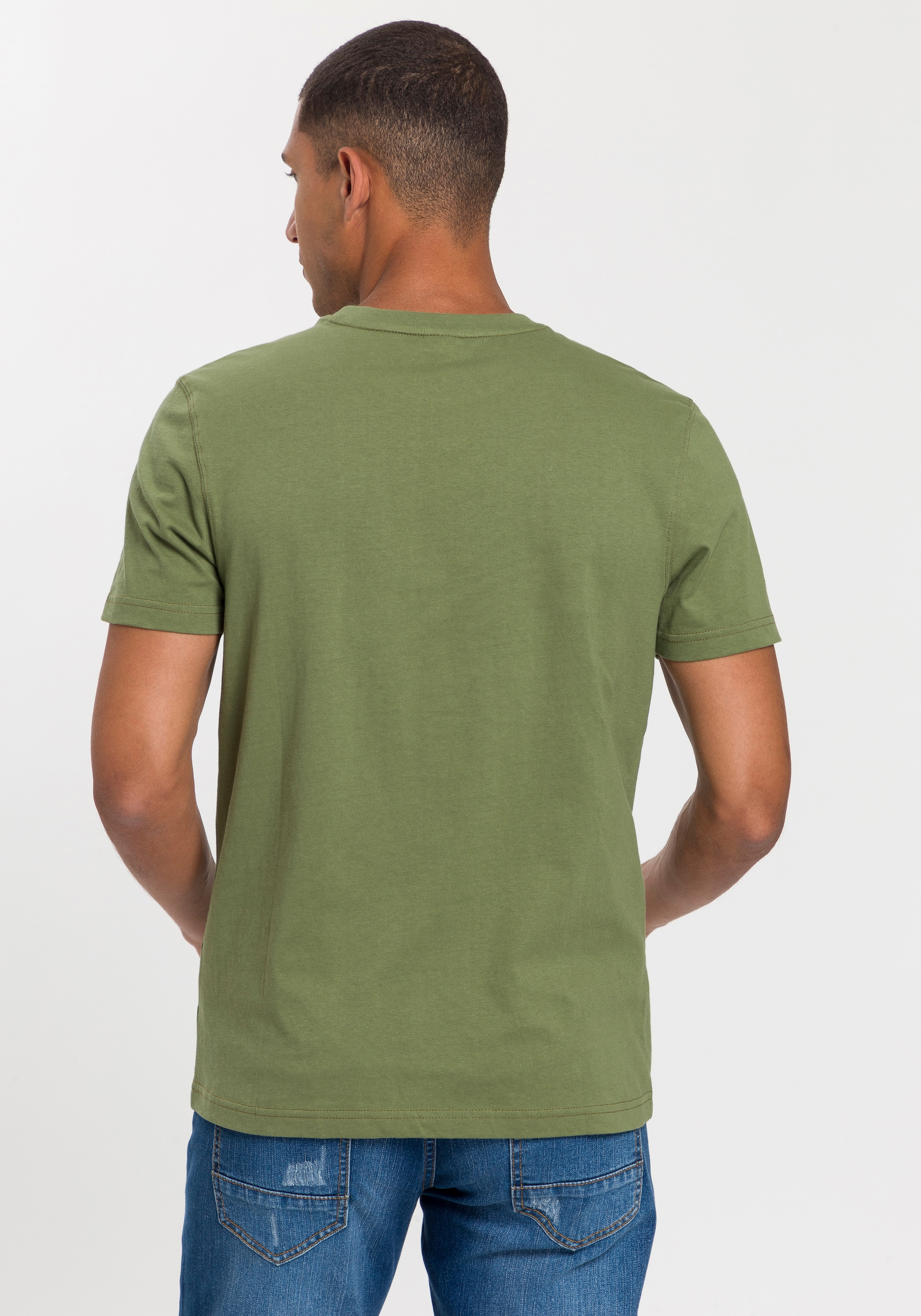 H.I.S T-Shirt, (Packung, 3 tlg., 3er-Pack), schmal geschnitten, bedrucktes Design, aus 100% Baumwolle