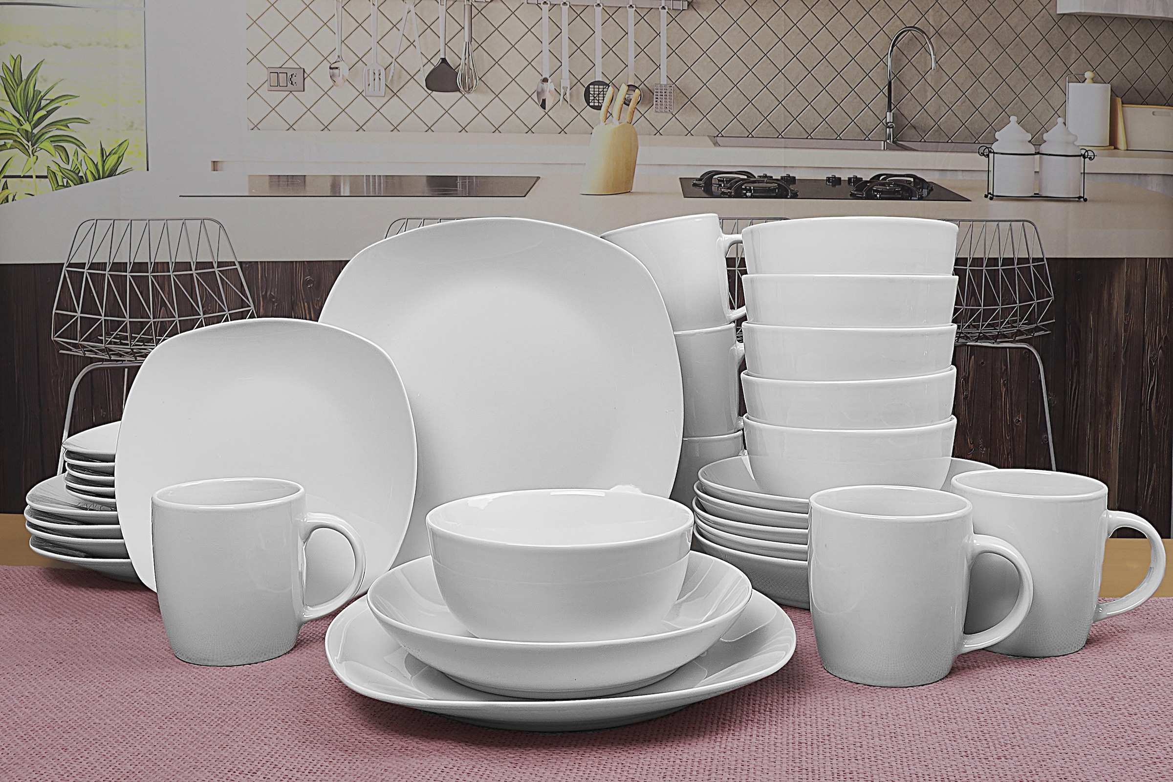 Retsch Arzberg Kombiservice »Geschirr-Set, Service EVERY DAY« eckige Coupform, 30 Teile, für 6 Personen