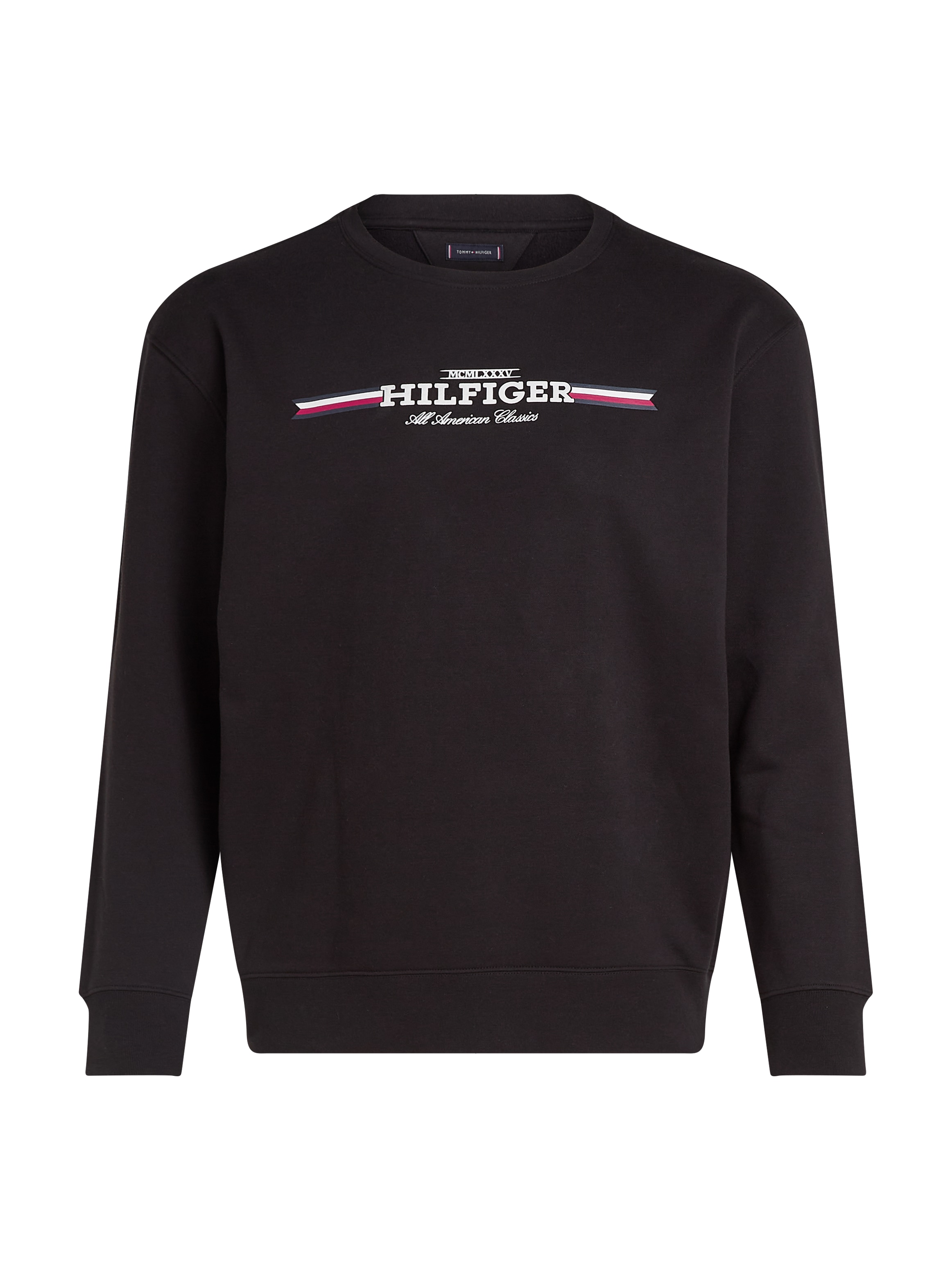 Tommy Hilfiger Big & Tall Sweatshirt »BT-HILFIGER STRIPE SWEATSHIRT-B«, in Großen Größen, Aufdruck in der Brustmitte