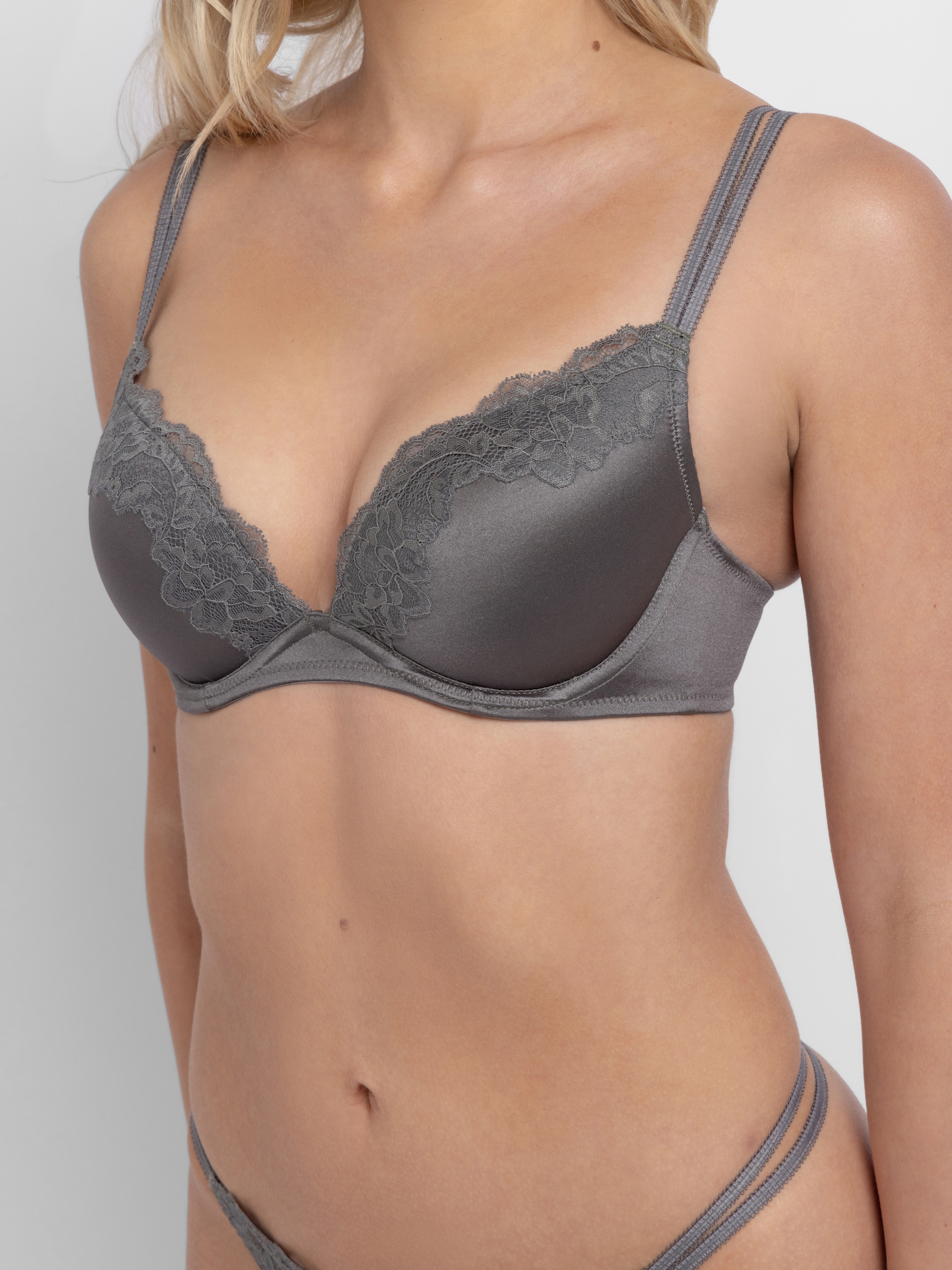 Dorina Push-up-BH »Origins Shiny Micro« vorgeformte Cups, Spitzendetails, Doppelträger vorn