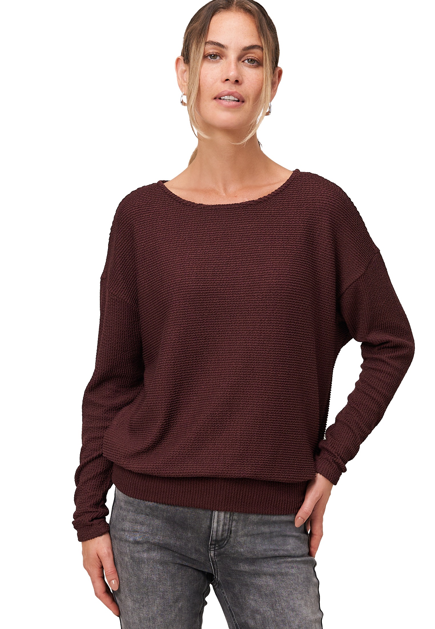 Zero Langarmshirt »Jerseyshirt strukturiert langarm«