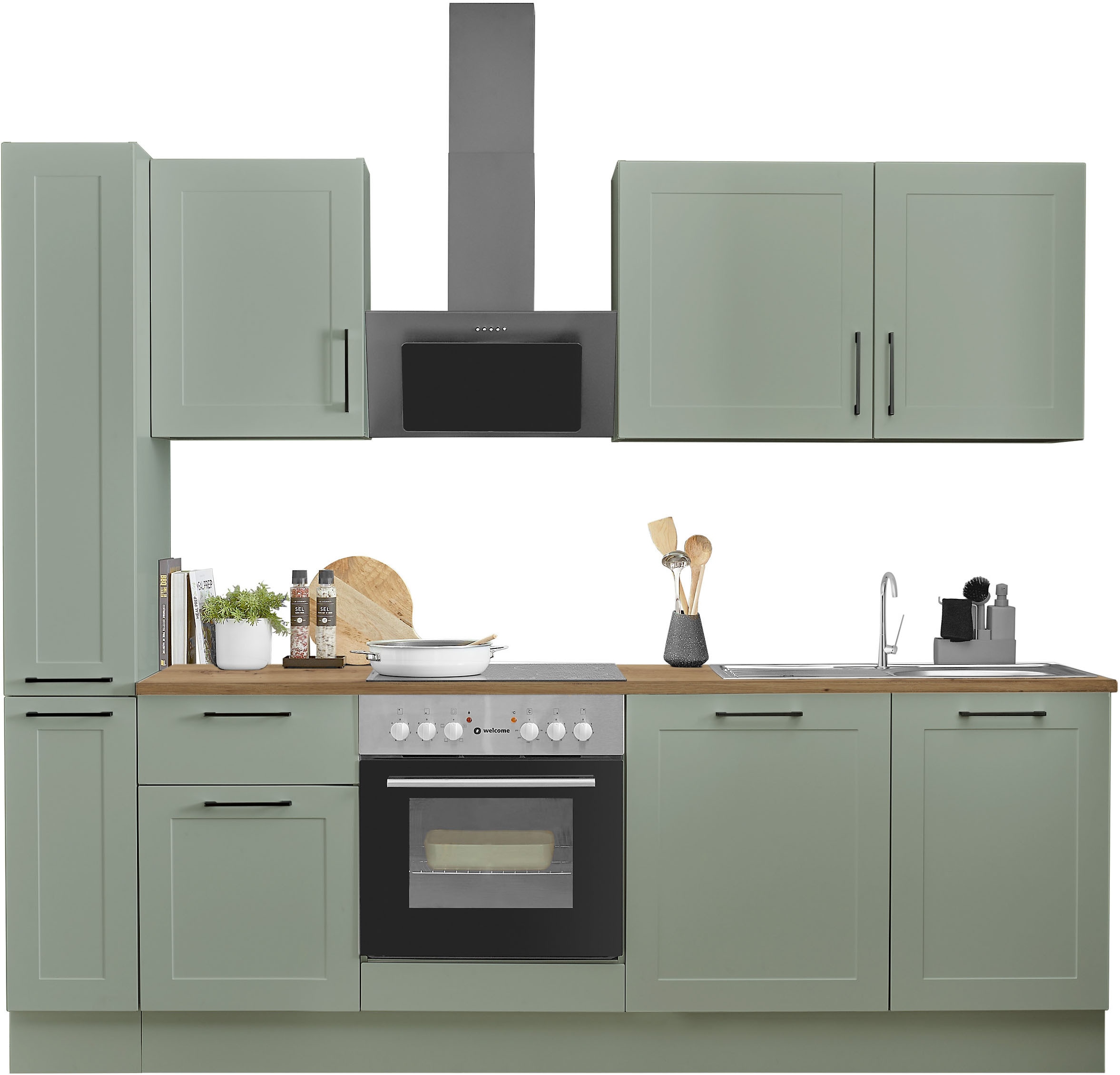 BASIC by Balculina Küchenzeile »Marsi« Breite 250 cm, wahlweise mit E-Geräten, Soft-Close-Funktion