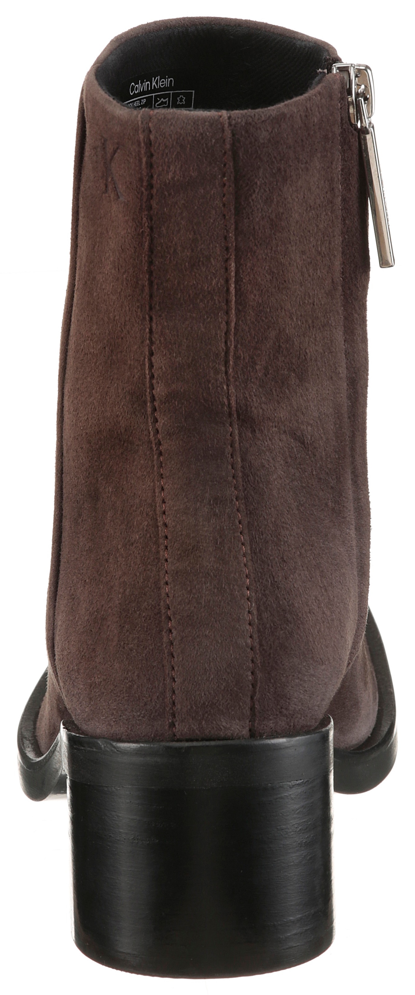 Calvin Klein Stiefelette »BLOCK HEEL ZIP BOOT SUE«  Klassik-Boots, Blockabsatz, mit seitlichem CK-Logo am Schaft