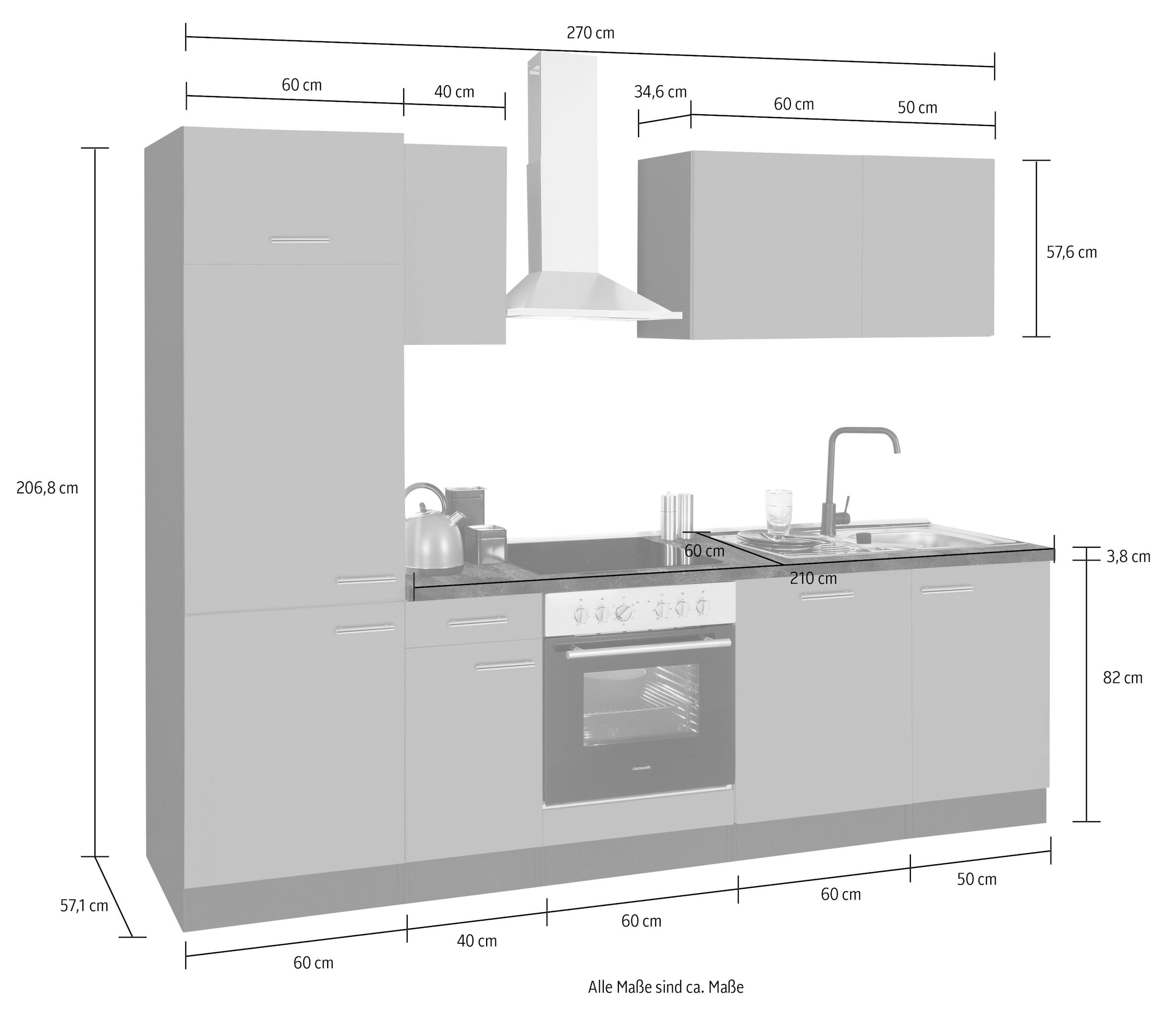 OPTIFIT Küchenzeile »Malika«, Breite 270 Shop cm, Hanseatic-E-Geräten bestellen mit im Online OTTO