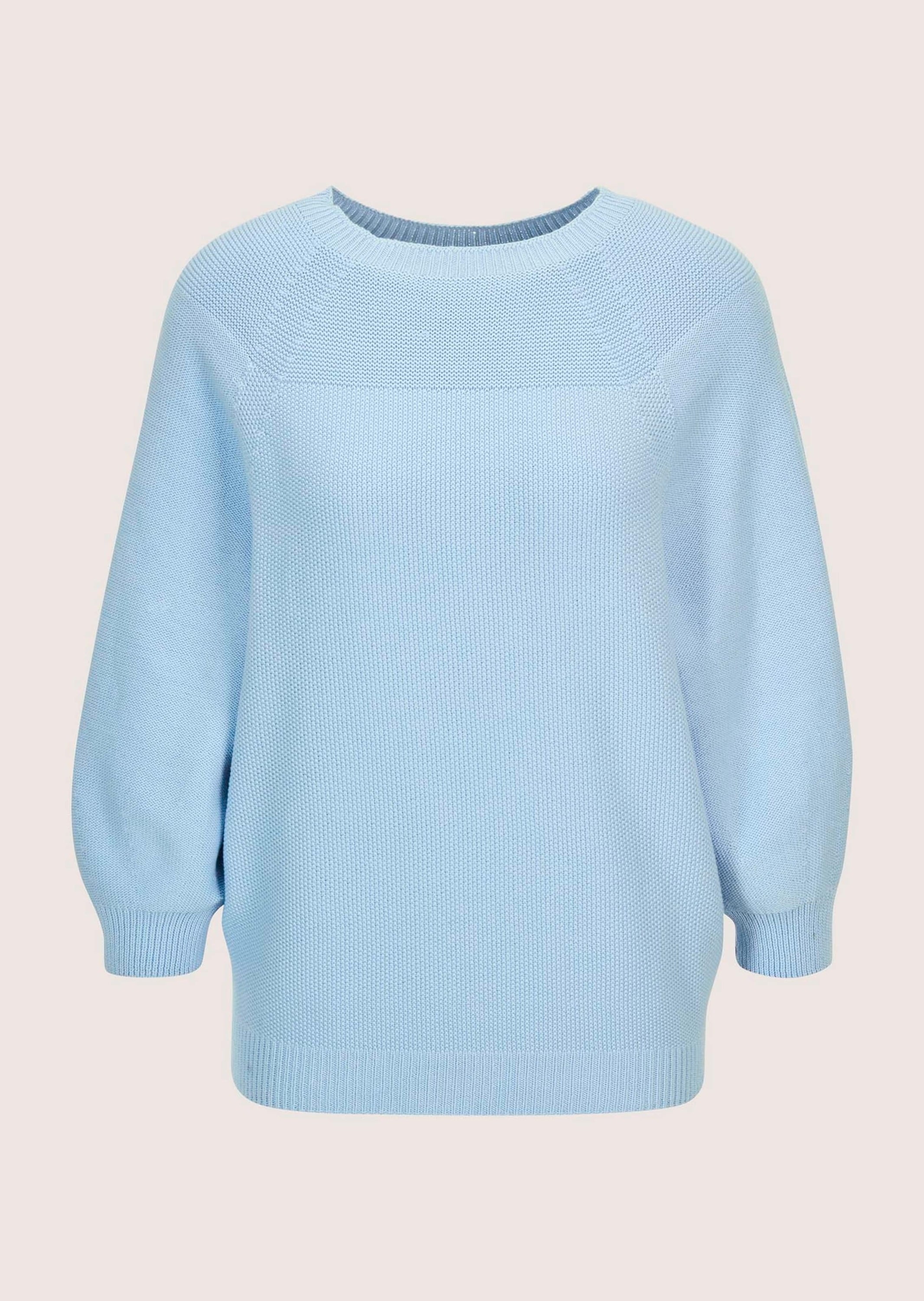 MADELEINE Longpullover »Strickpullover Zeitloser Baumwollpullover mit Perlfang-Muster« weite Ärmel