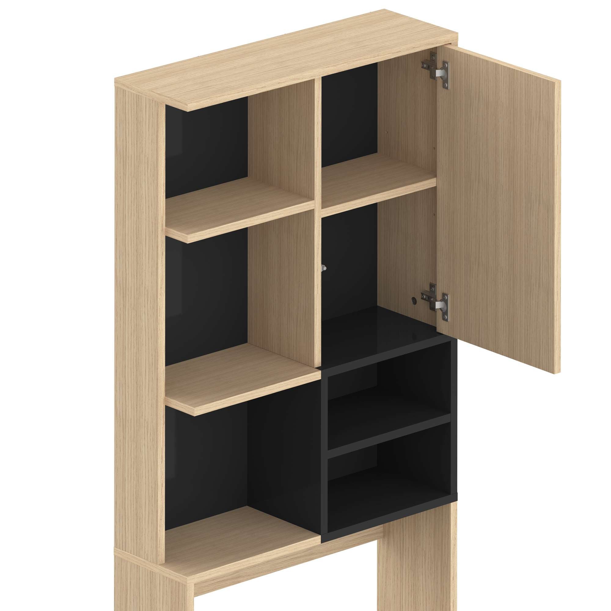 TemaHome Waschmaschinenumbauschrank »Kube Überbauregal, Badmöbel, Badschrank, Höhe 179 cm«, mit einer Tür und und offene Fächer