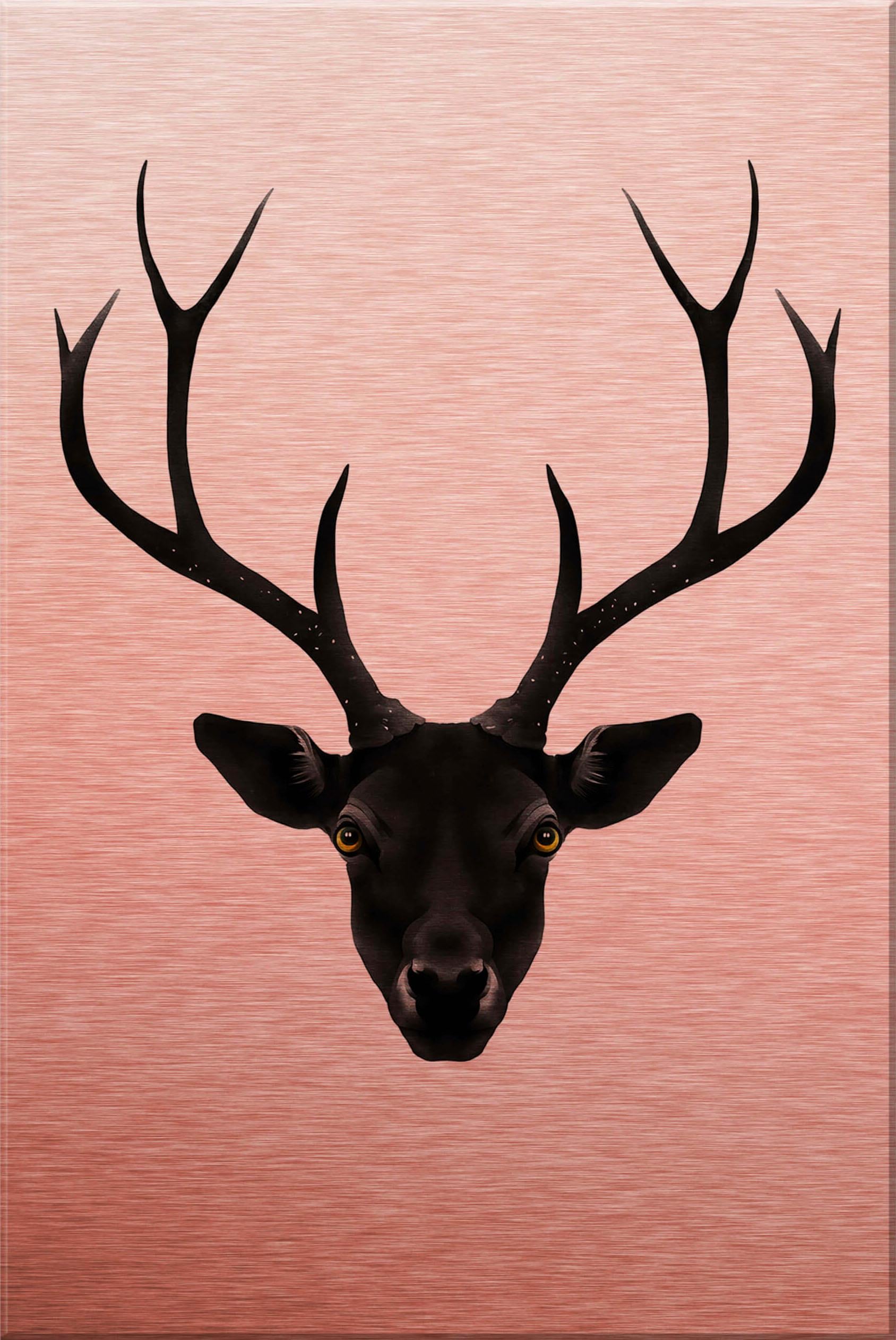 Metallbild »Ireland The Black Deer Schwarzer Hirsch«, Landschaften, Metallposter modern