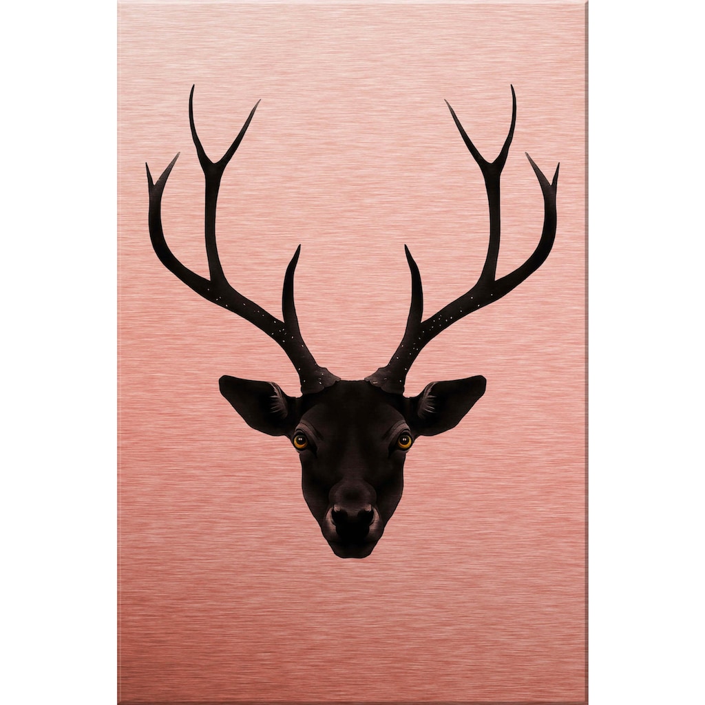 Wall-Art Metallbild »Ireland The Black Deer Schwarzer Hirsch«, Landschaften