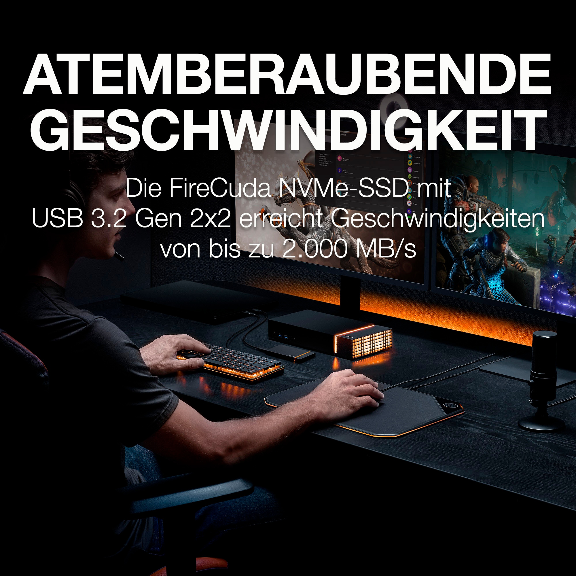 Seagate externe Gaming-SSD »FireCuda Gaming SSD«, Anschluss USB 3.2, Inklusive 3 Jahre Rescue Data Recovery Services