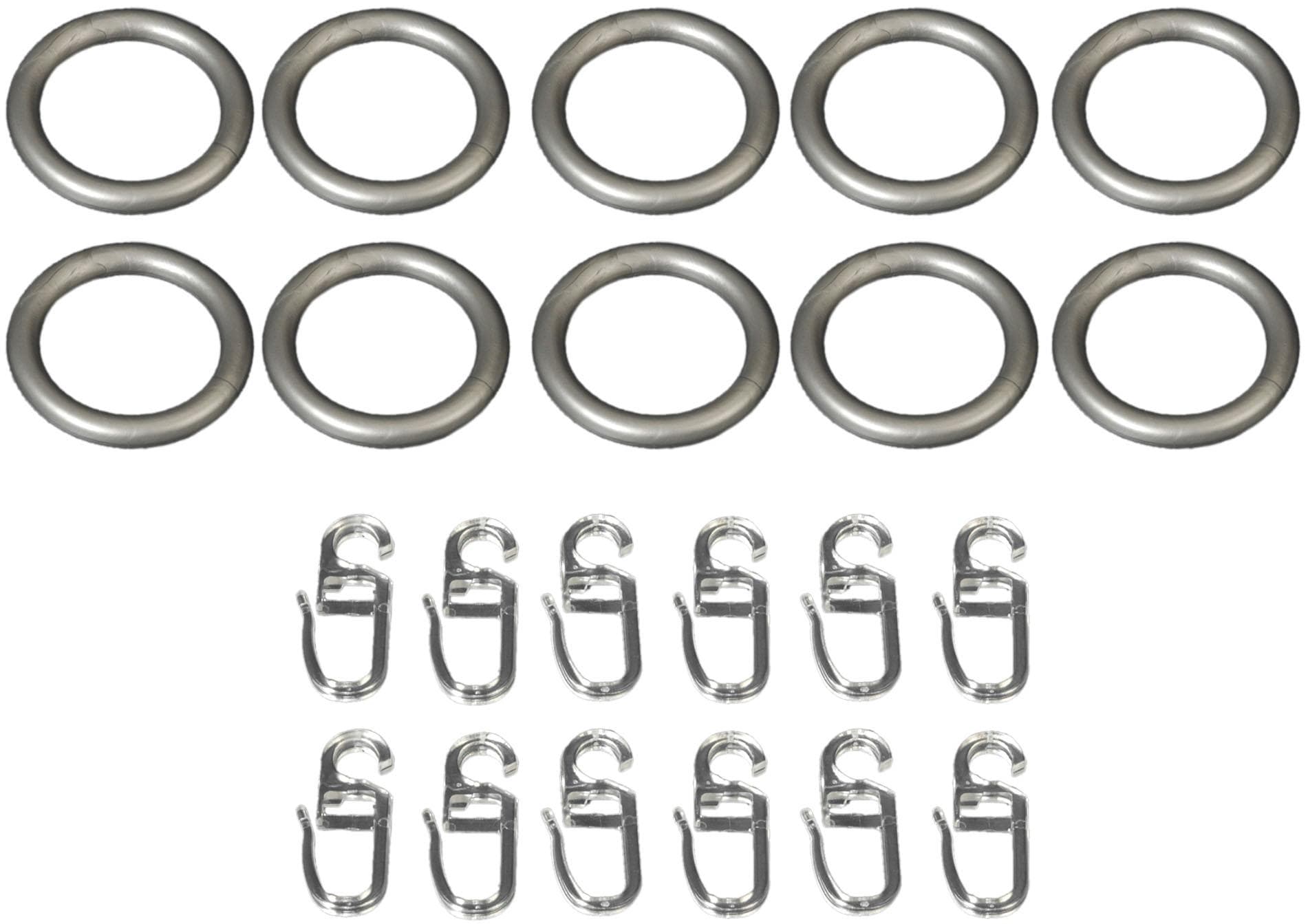 Gardinenring, (Set, 10 St., mit Faltenlegehaken), für Gardinenstangen Ø 20 mm