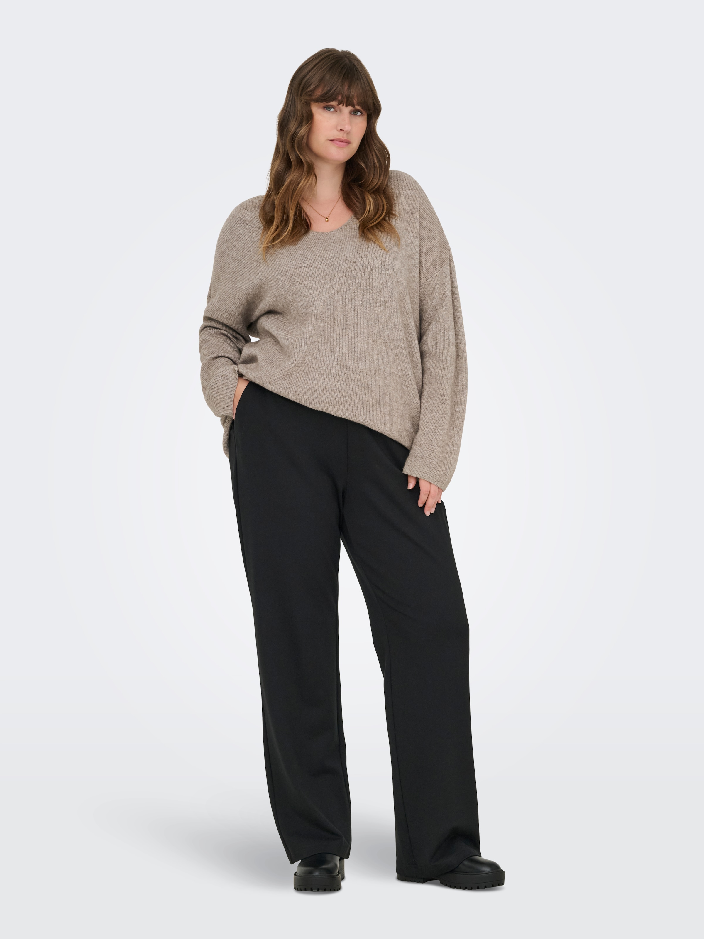 ONLY CARMAKOMA V-Ausschnitt-Pullover »CARIBI LS RIB LOOSE V-NECK CC KNT«