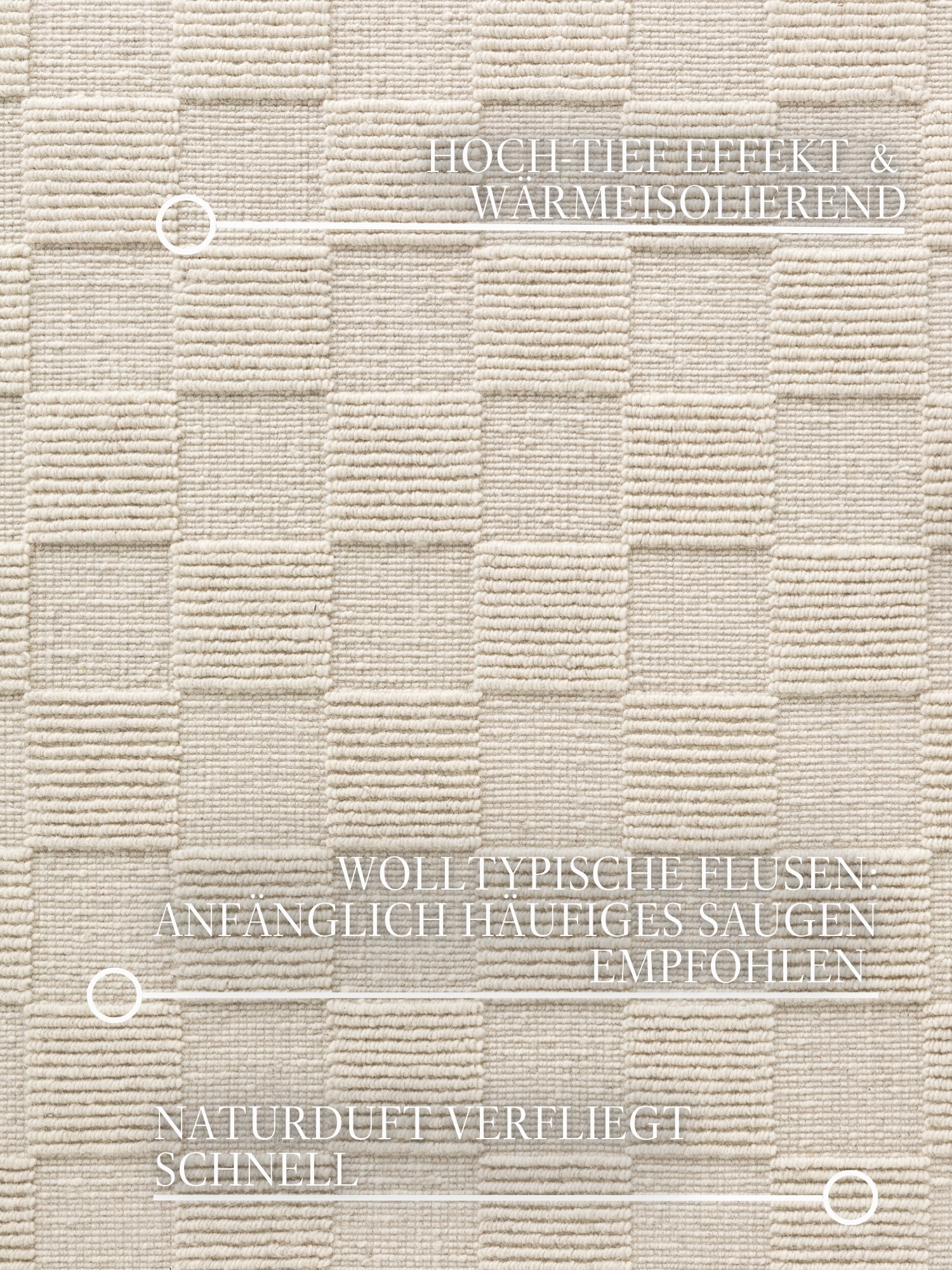 Villeroy & Boch Wollteppich »Scala« rechteckig 10 mm Höhe Handgewebt, Wolle, Kariert, Natur, 3D-Struktur, Karo, Wohnzimmer