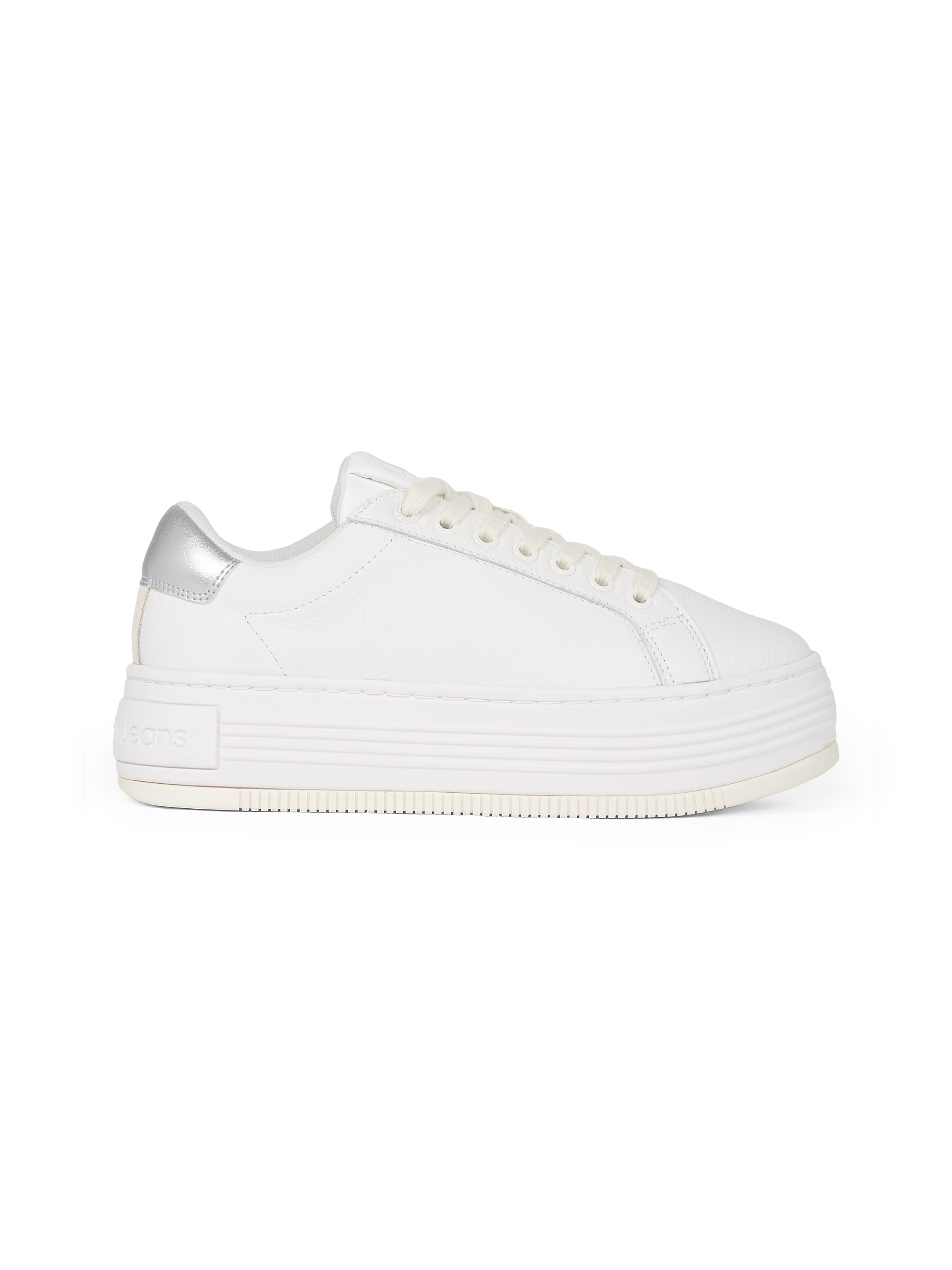 Calvin Klein Jeans Plateausneaker »BOLD FLATF LOW MIX OHB«, Schnürschuh, Halbschuh, Freizeitschuh mit Fersen-Kontrast