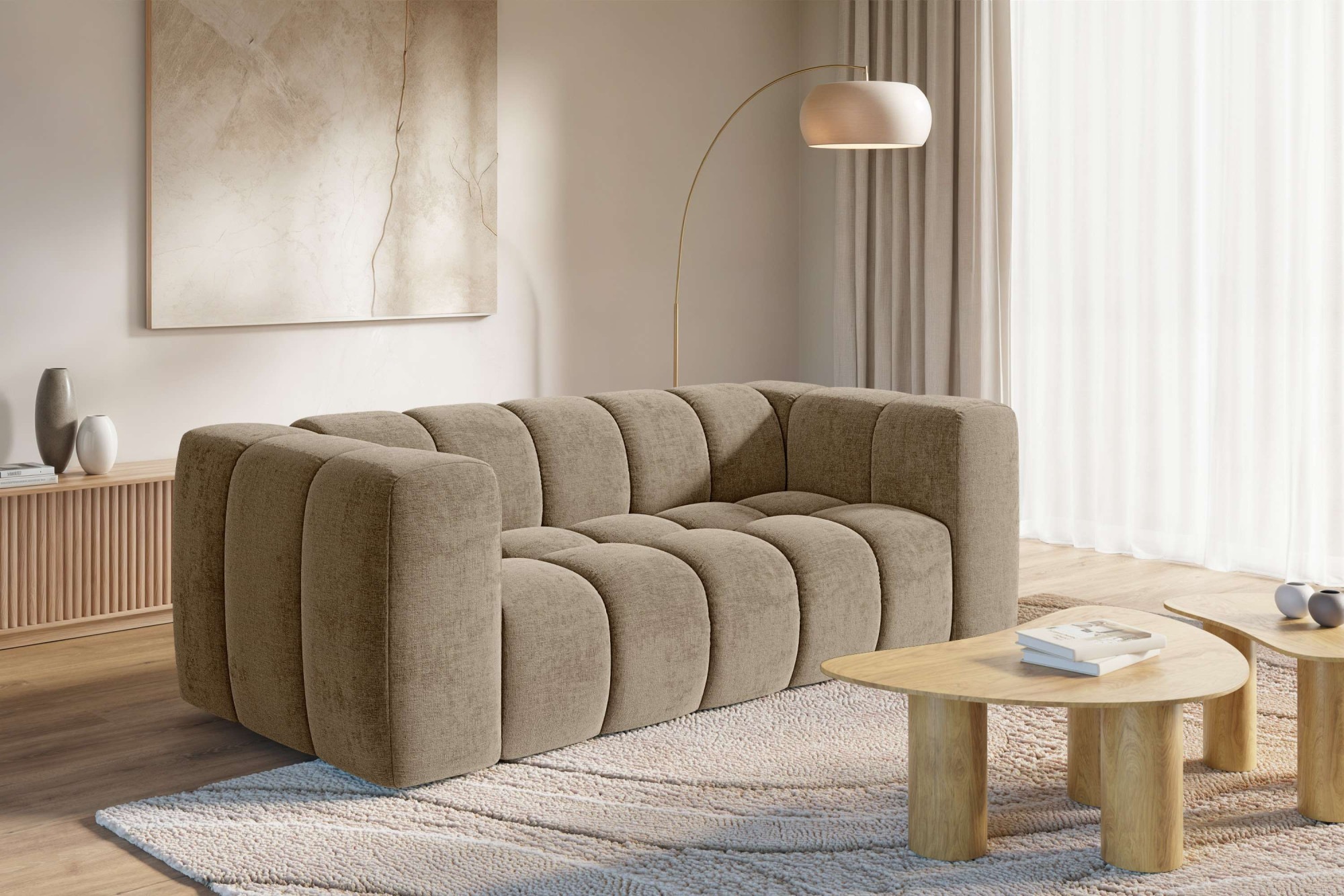 homsy by Ana Johnson 3-Sitzer »BOUBELLE Design-Sofa mit Steppung, Bubble-Optik, Breite 217 cm« hoher Sitzkomfort dank Wellenunterfederung, gemütlich und modern