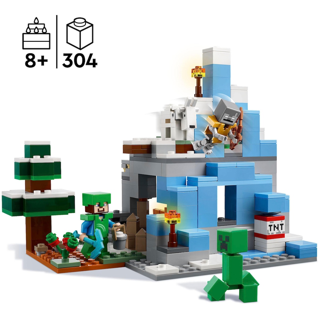 LEGO® Konstruktionsspielsteine »Die Vereisten Gipfel (21243), LEGO® Minecraft«, (304 St.), Made in Europe