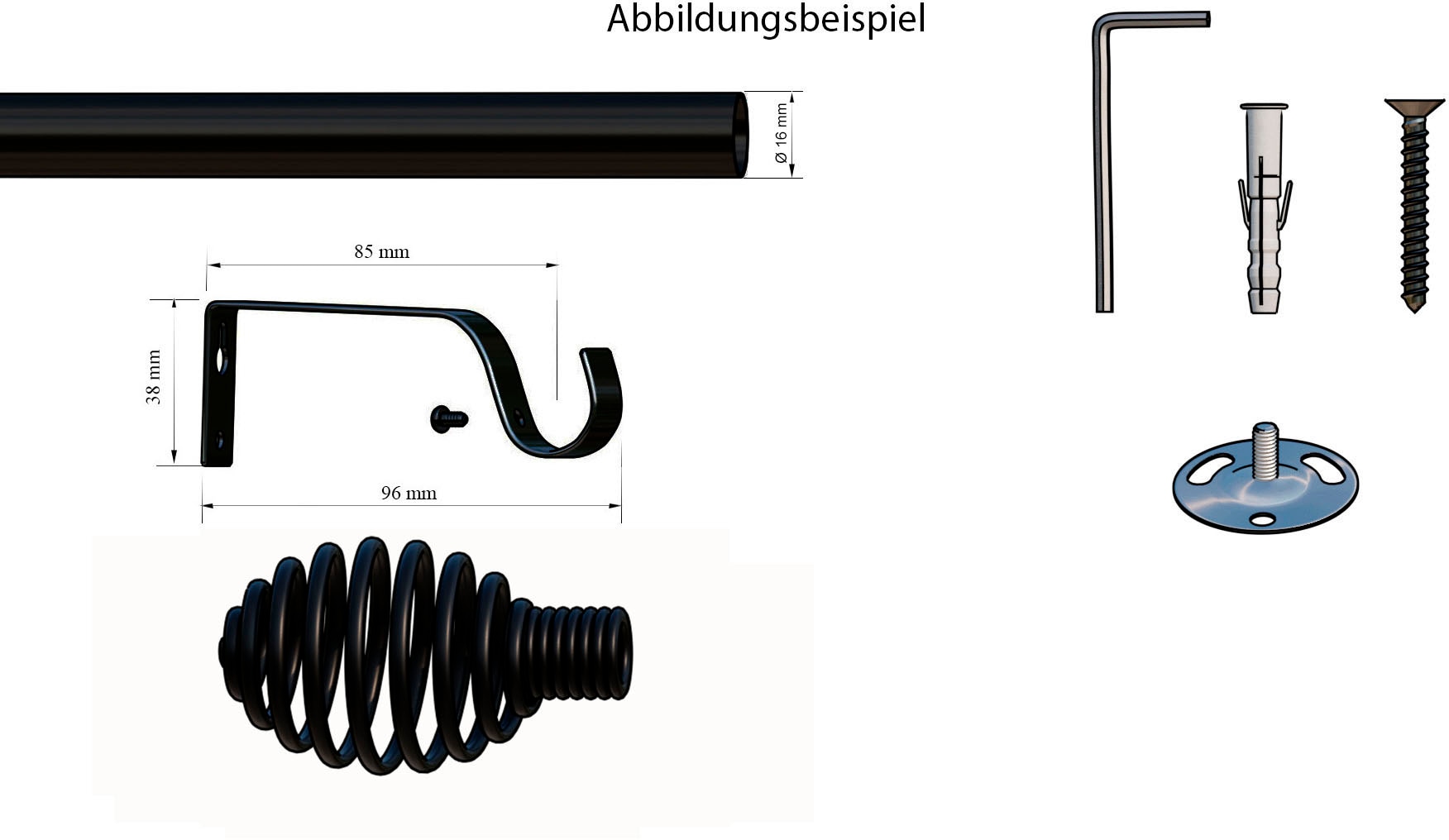 indeko Gardinenstange »Parma« Ø 16 mm 1 läufig-läufig Wunschmaßlänge