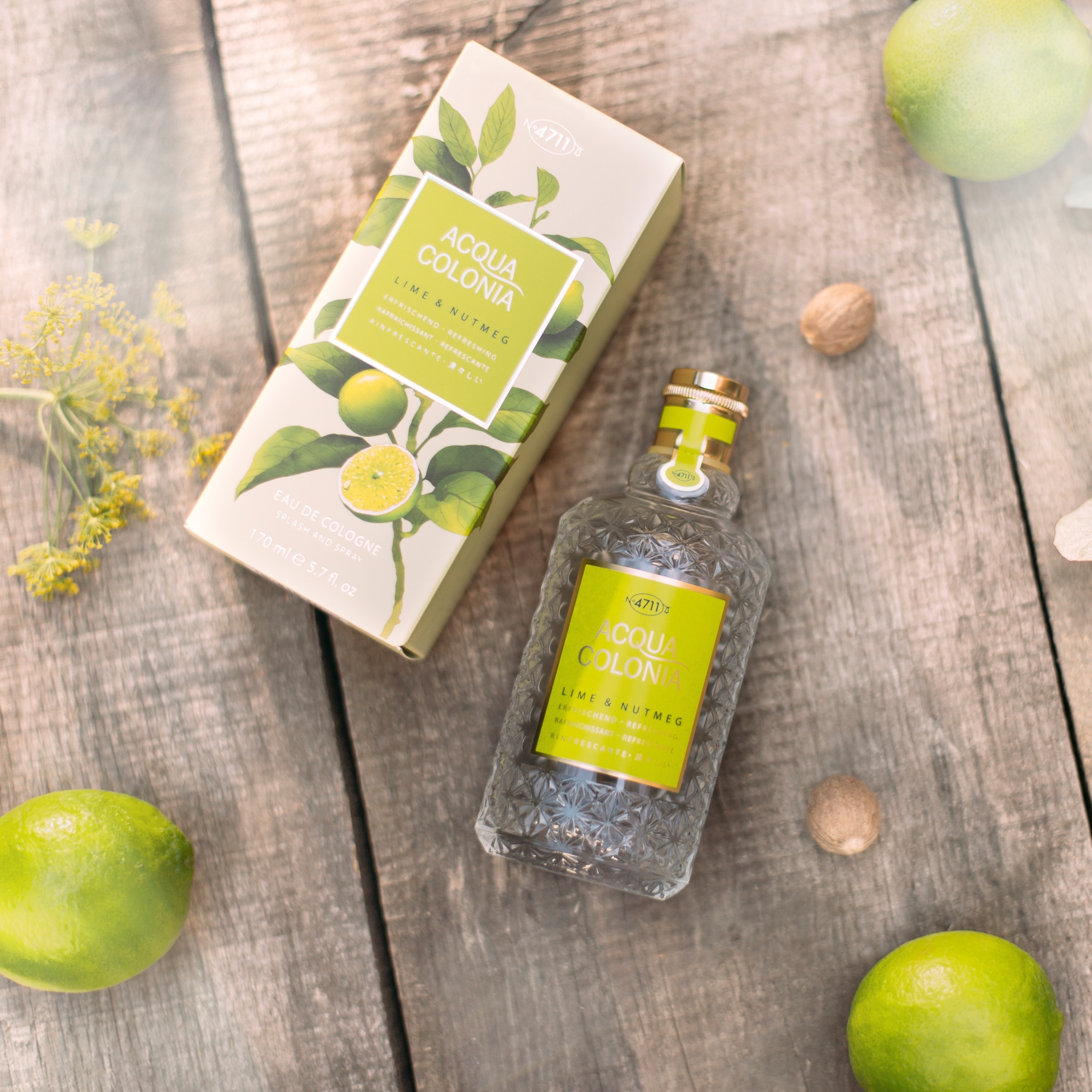 4711 Eau de Cologne »4711 Acqua Colonia LIME & NUTMEG EAU DE COLOGNE NATURAL SPRAY 100 ML«, (Packung, 1 tlg.), harmonische Balance zwischen frischen und warmen Noten