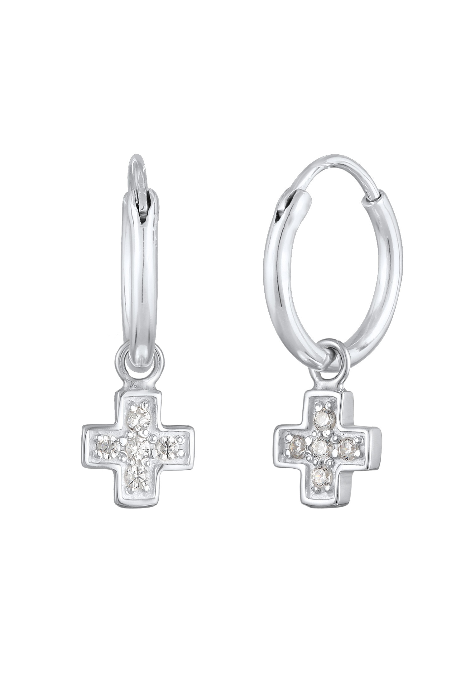 Elli Paar Creolen »Ohrringe Creolen Kreuz Zirkonia 925 Silber«