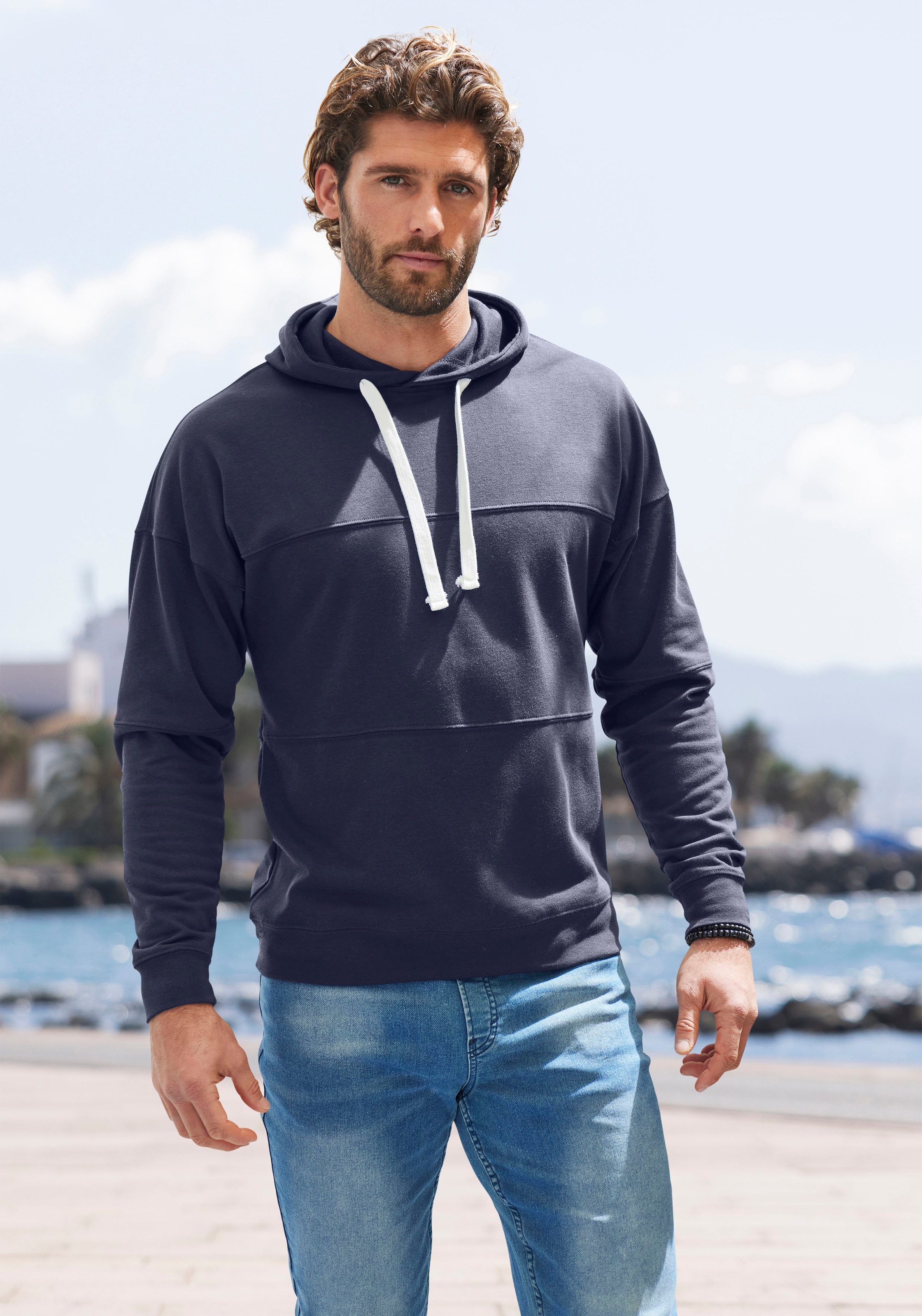 H.I.S Hoodie, Langarm Sweater mit Kapuze, aus Baumwollmischung